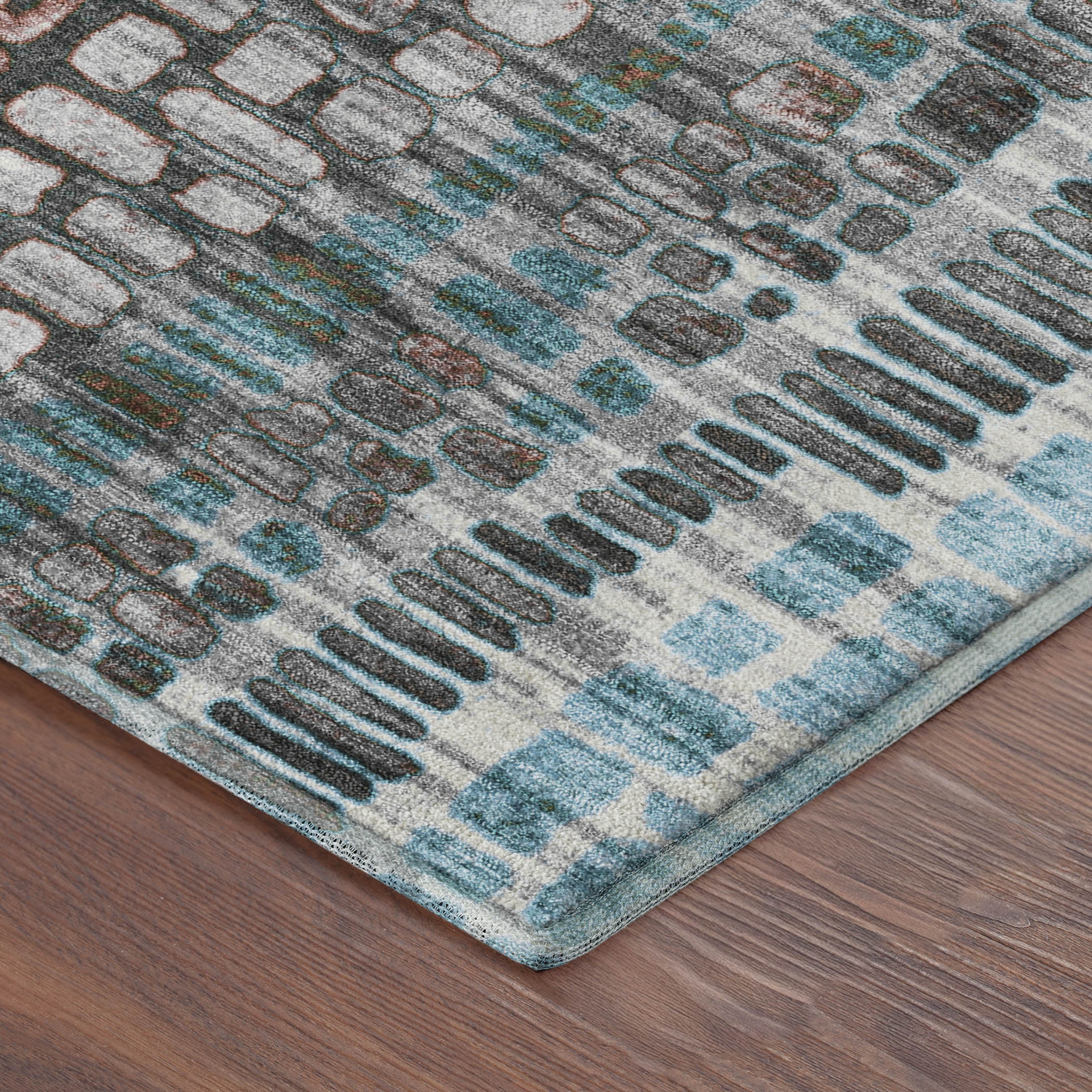 Cartagena Machine Washable Transitional Teal Rug 1'8" x 2'6" #shape_Rectangle