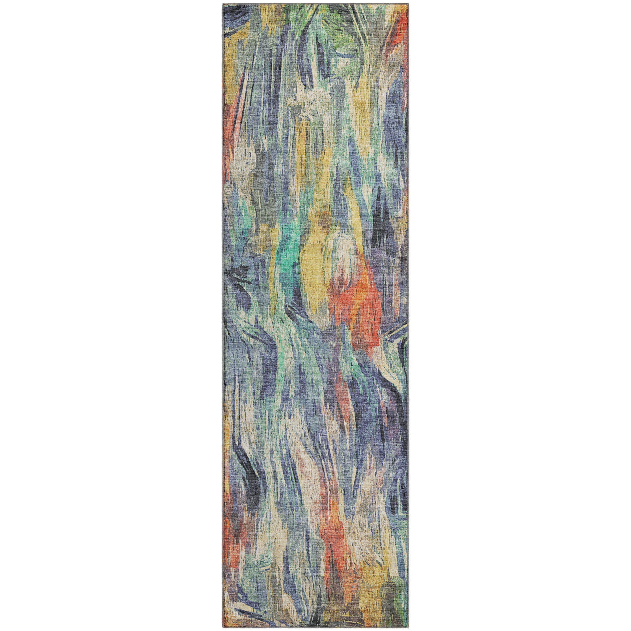Lisbon Machine Washable Transitional Denim Blue Rug 2'3" x 7'6" #shape_Runner