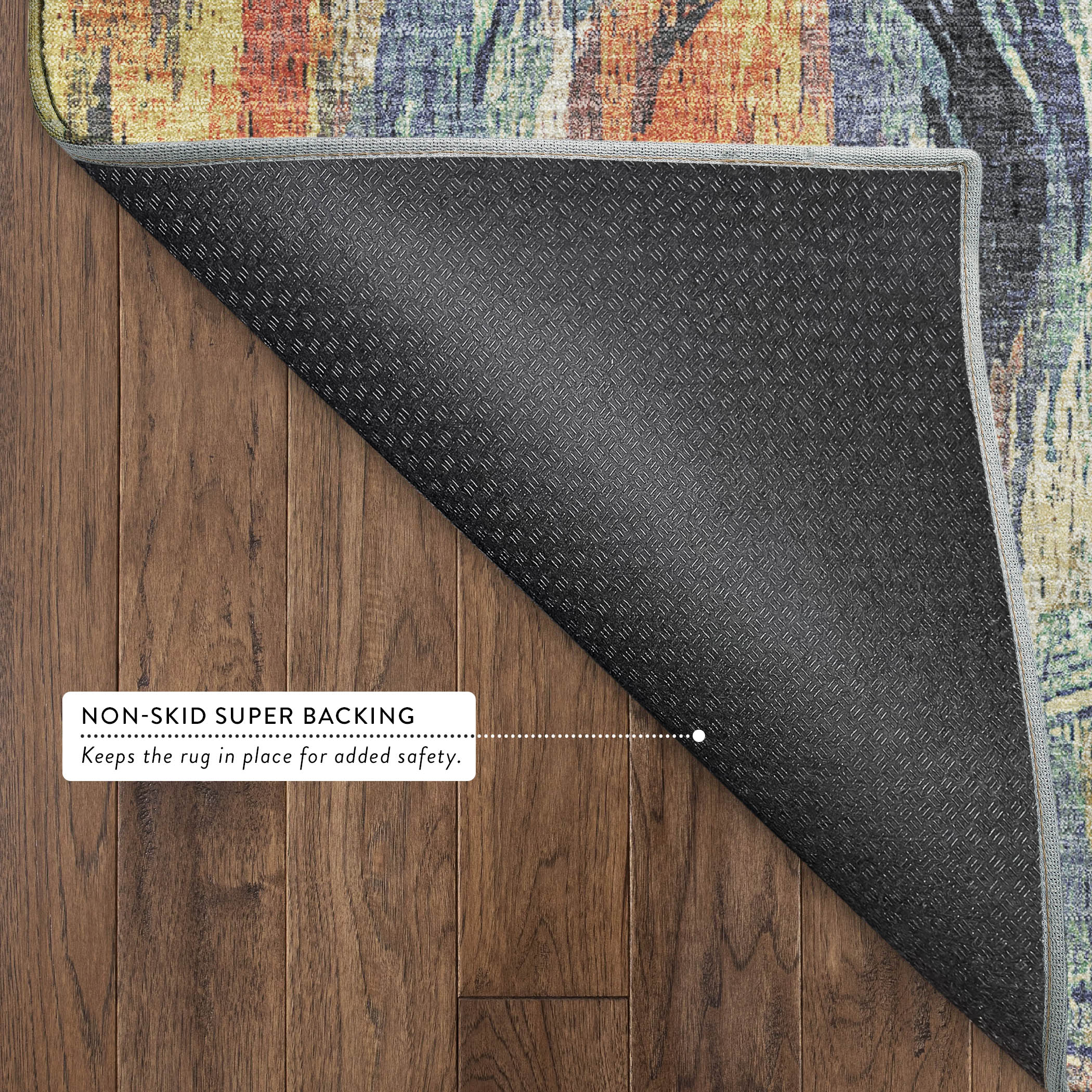 Lisbon Machine Washable Transitional Denim Blue Rug 1'8" x 2'6" #shape_Rectangle