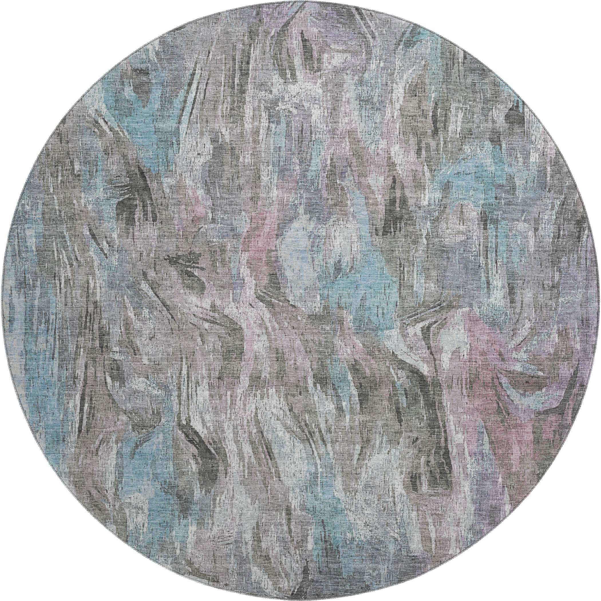 Lisbon Machine Washable Transitional Taupe Brown Rug 8' x 8' #shape_Round