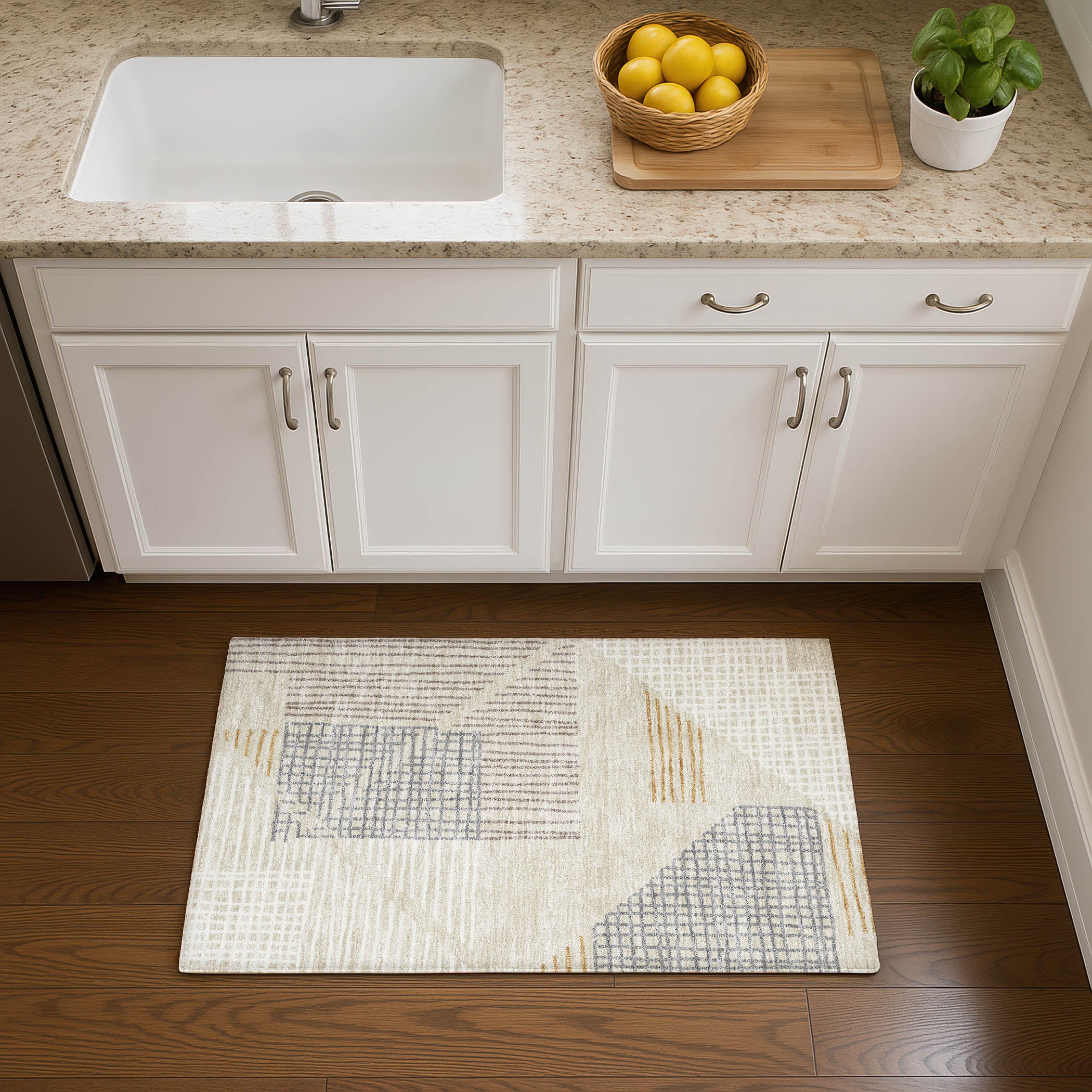 Split Machine Washable Transitional Beige Brown Rug 1'8" x 2'6" #shape_Rectangle