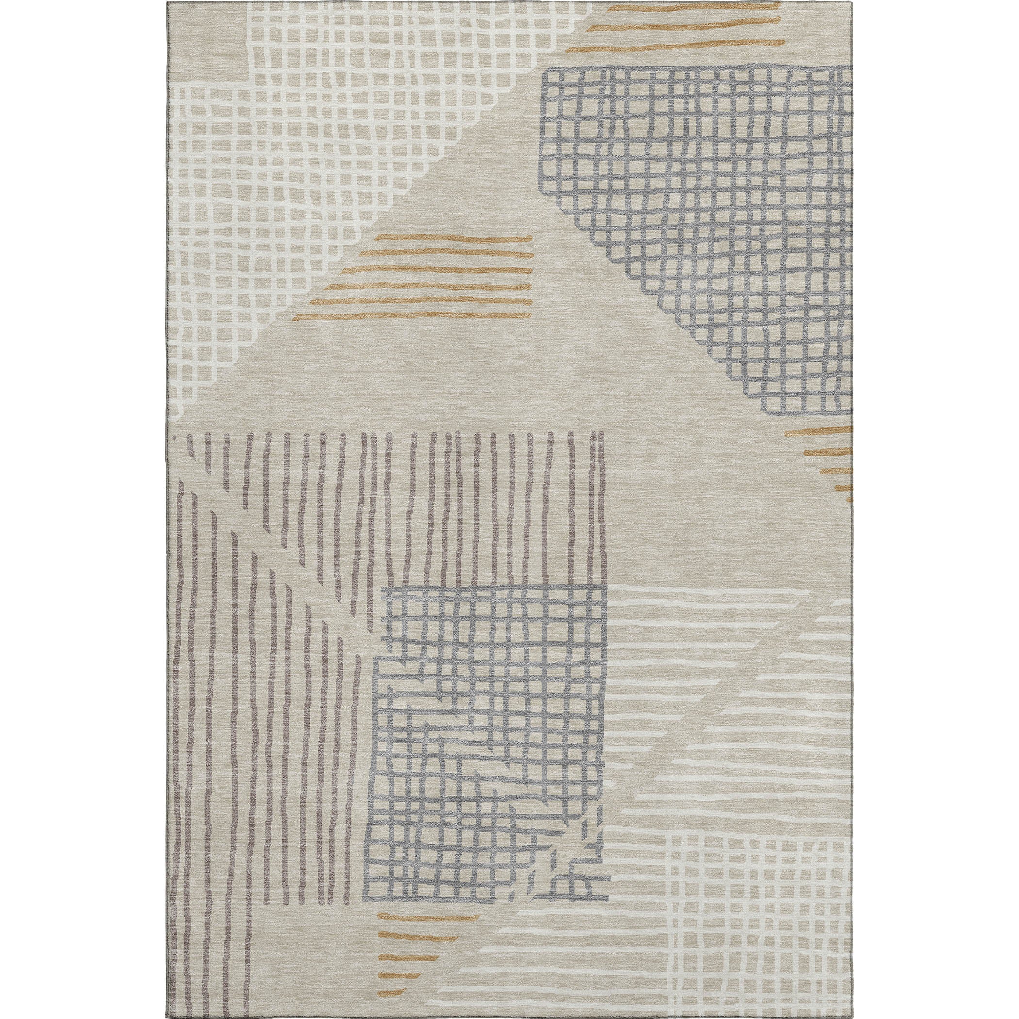 Split Machine Washable Transitional Beige Brown Rug 2'6" x 3'10" #shape_Rectangle
