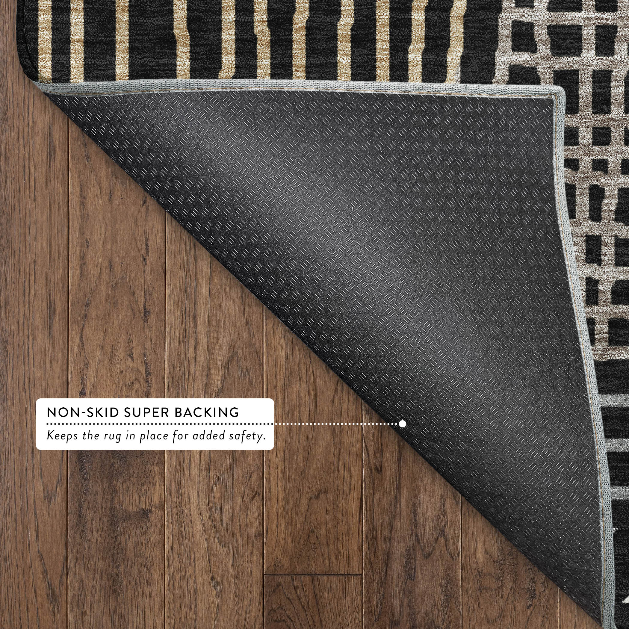Split Machine Washable Transitional Black Rug 1'8" x 2'6" #shape_Rectangle
