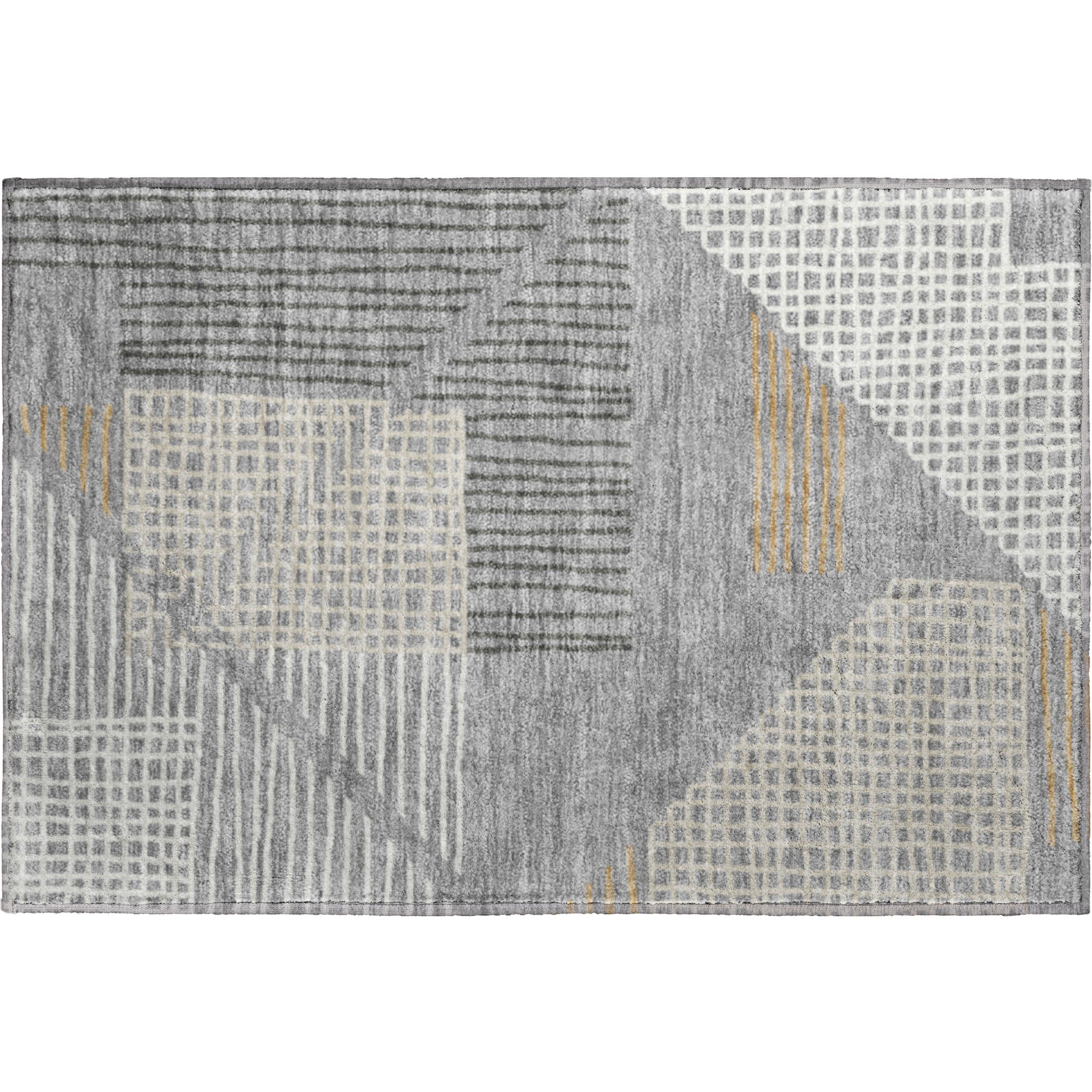 Split Machine Washable Transitional Gray Rug 1'8" x 2'6" #shape_Rectangle