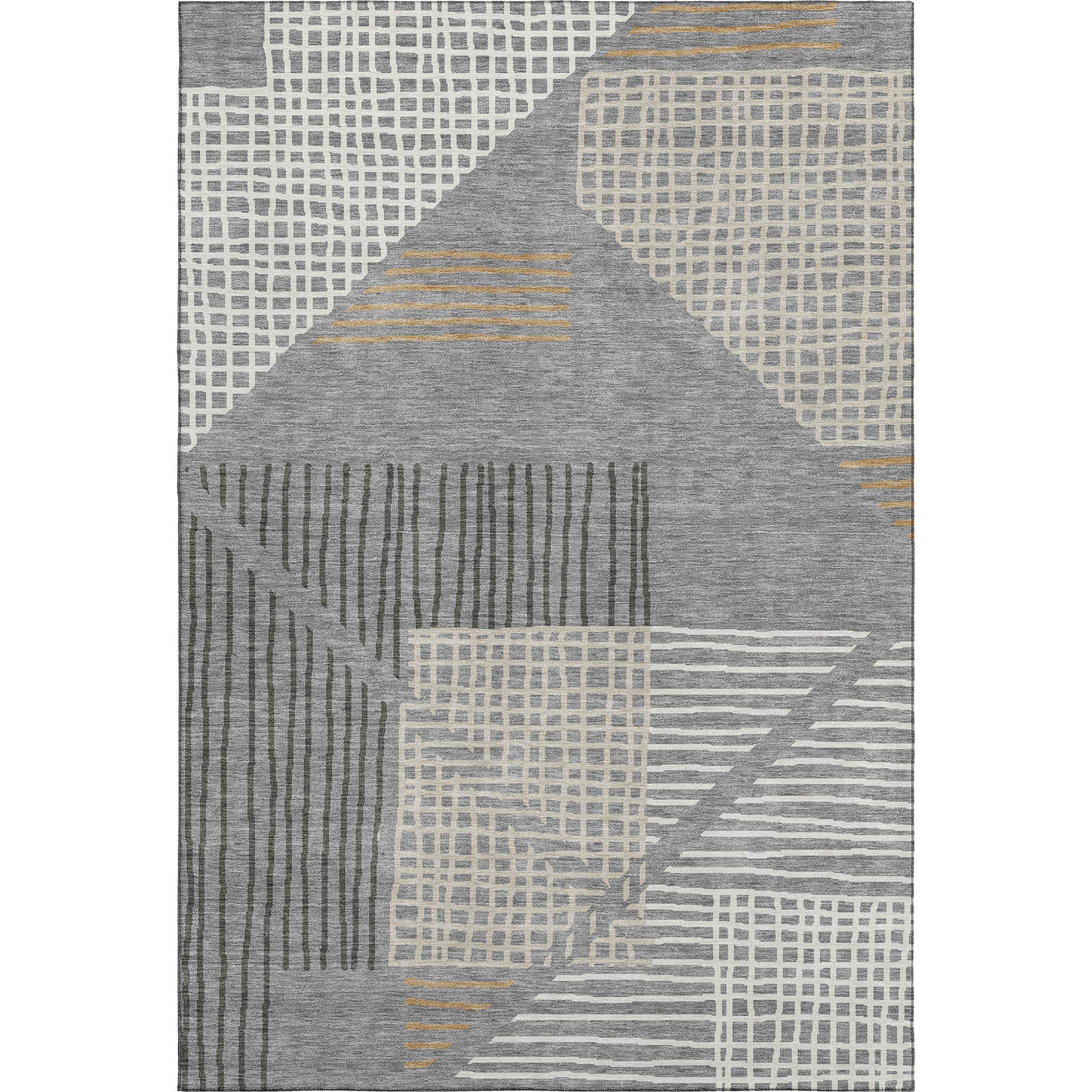 Split Machine Washable Transitional Gray Rug 2'6" x 3'10" #shape_Rectangle