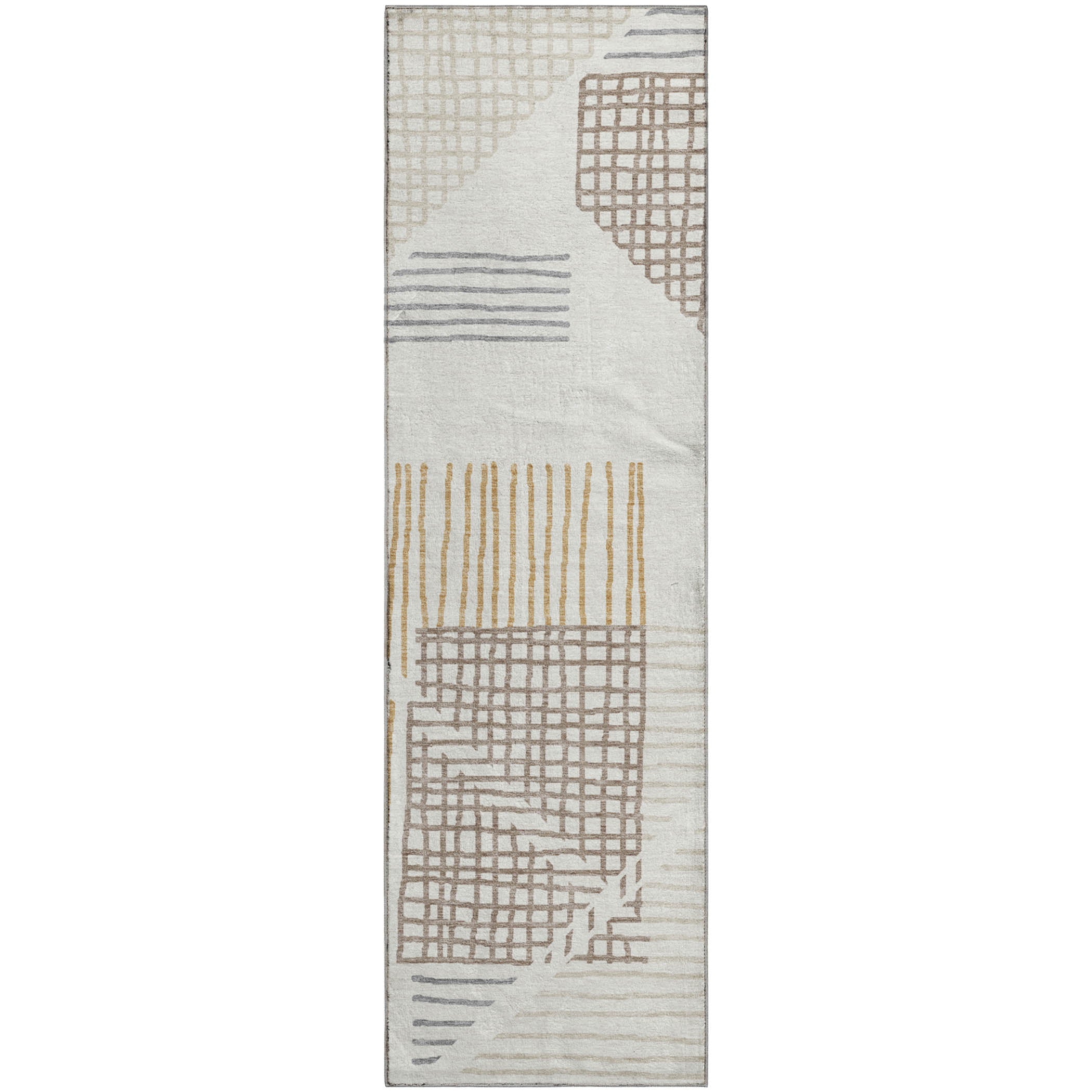 Split Machine Washable Transitional Ivory Rug 2'3" x 7'6" #shape_Runner