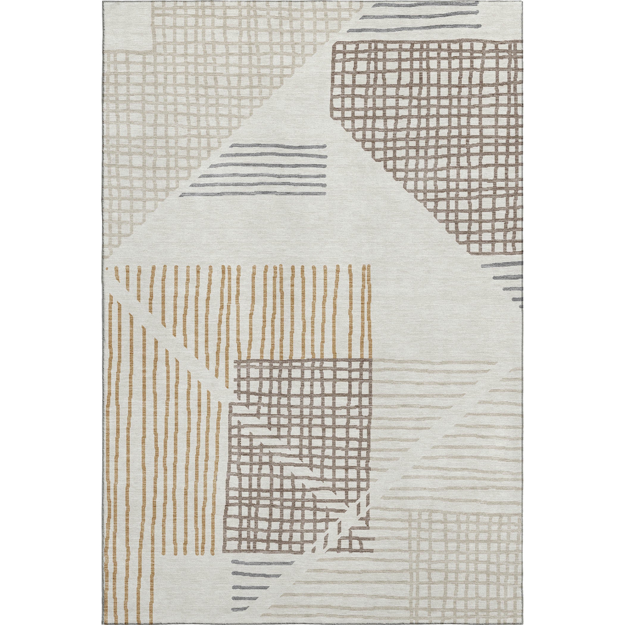 Split Machine Washable Transitional Ivory Rug 2'6" x 3'10" #shape_Rectangle