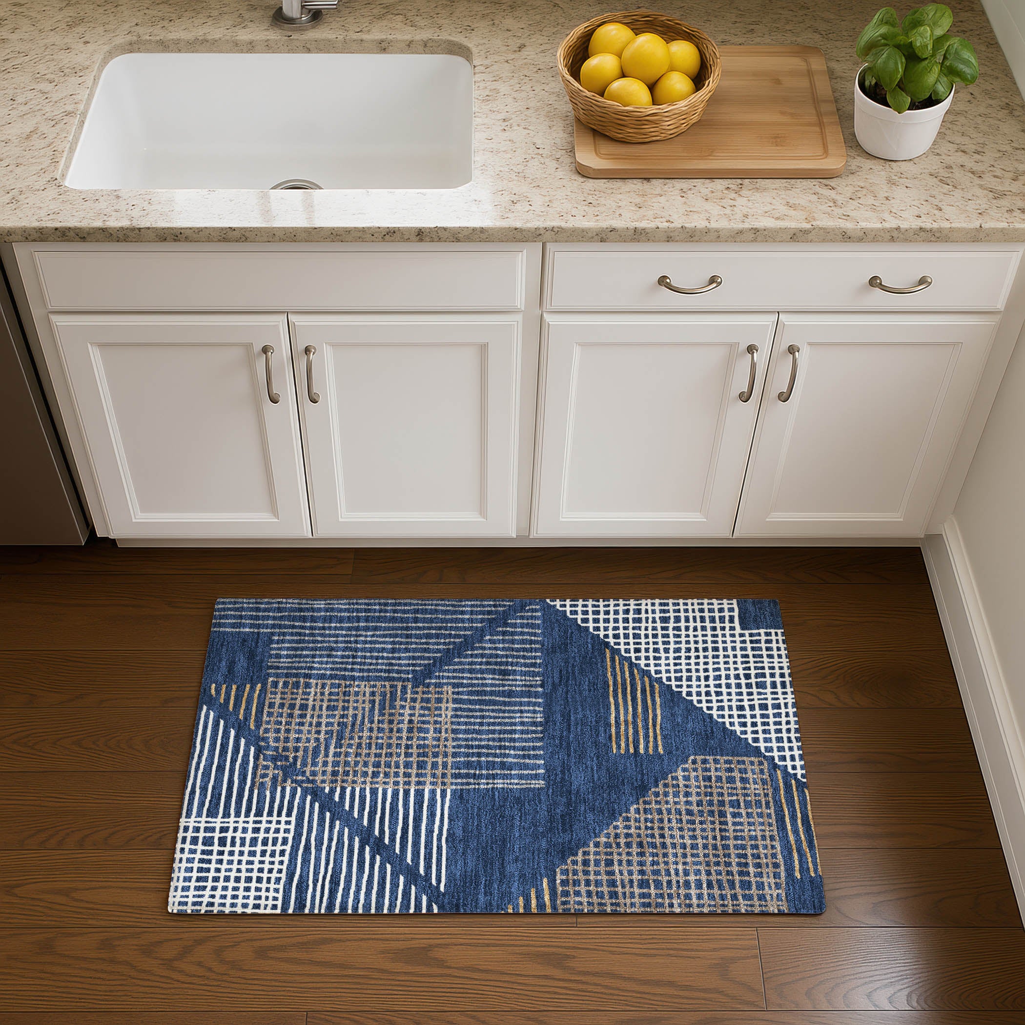 Split Machine Washable Transitional Navy Blue Rug 1'8" x 2'6" #shape_Rectangle