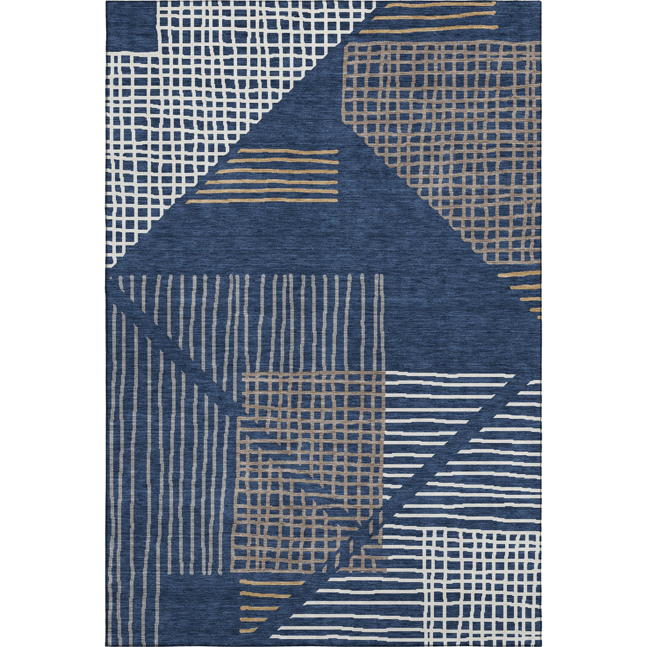 Split Machine Washable Transitional Navy Blue Rug 2'6" x 3'10" #shape_Rectangle