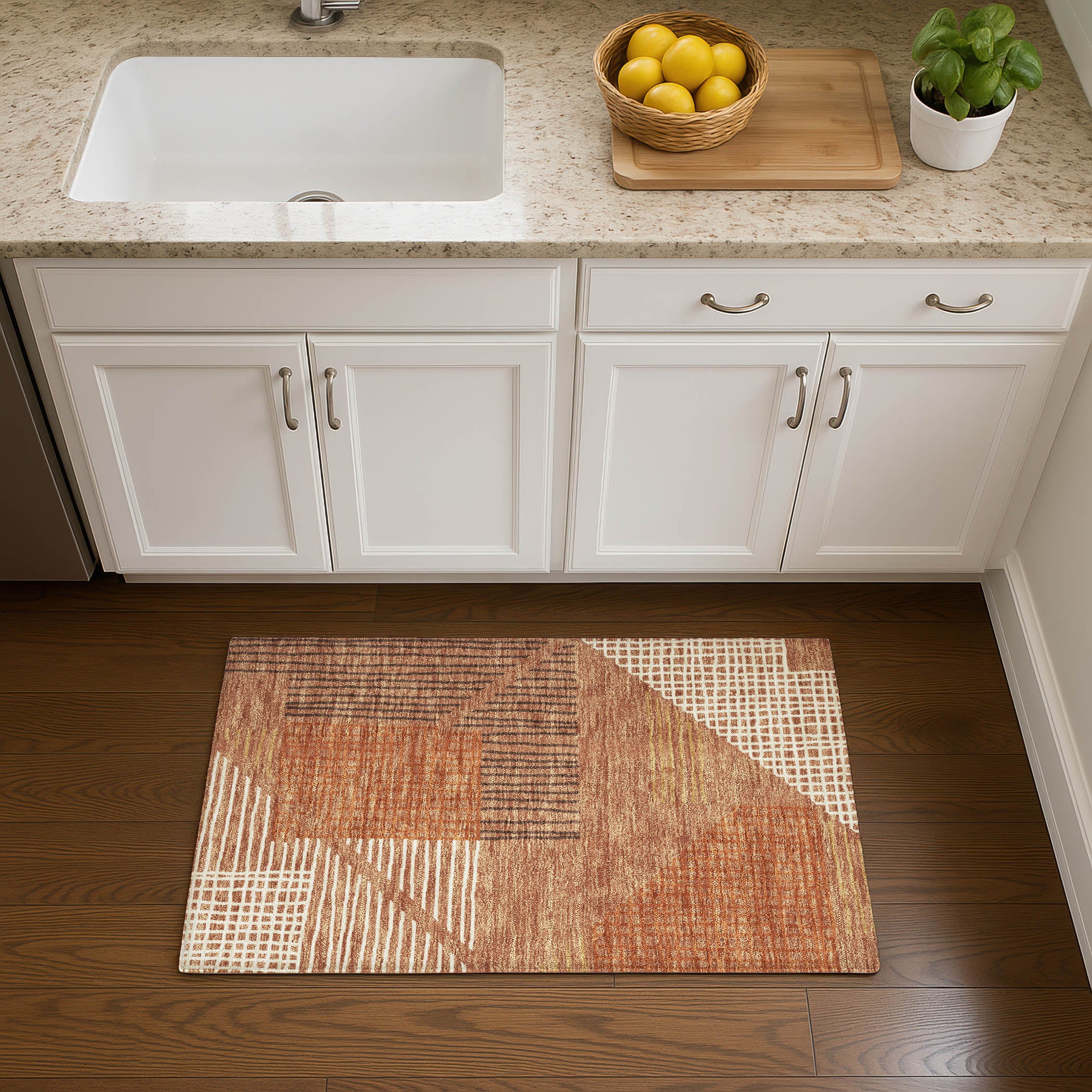 Split Machine Washable Transitional Paprika Orange Rug 1'8" x 2'6" #shape_Rectangle