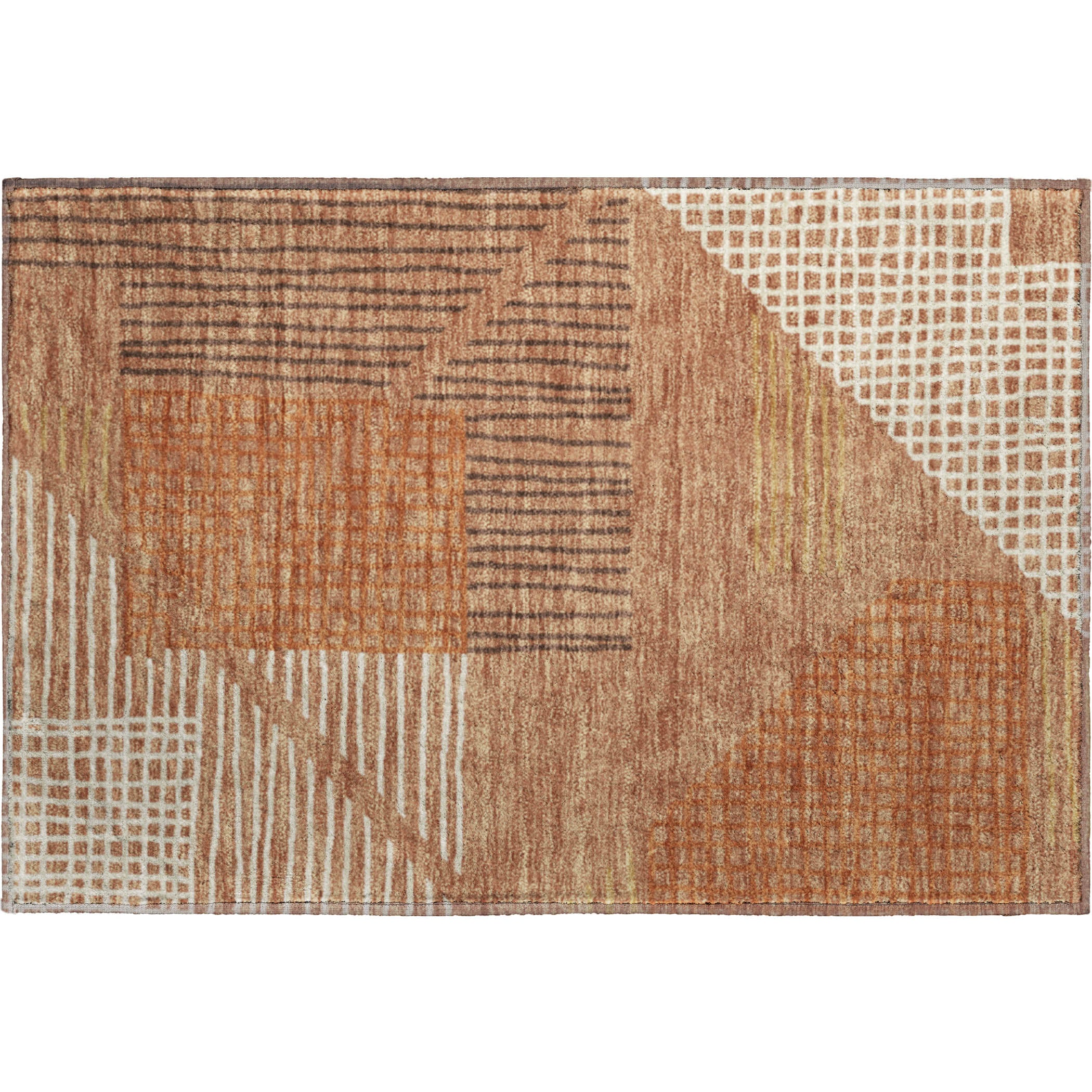 Split Machine Washable Transitional Paprika Orange Rug 1'8" x 2'6" #shape_Rectangle