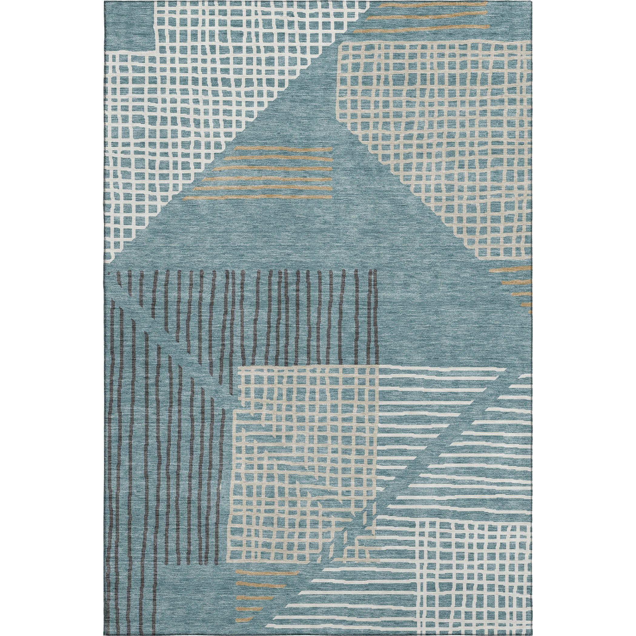 Split Machine Washable Transitional Teal Rug 2'6" x 3'10" #shape_Rectangle