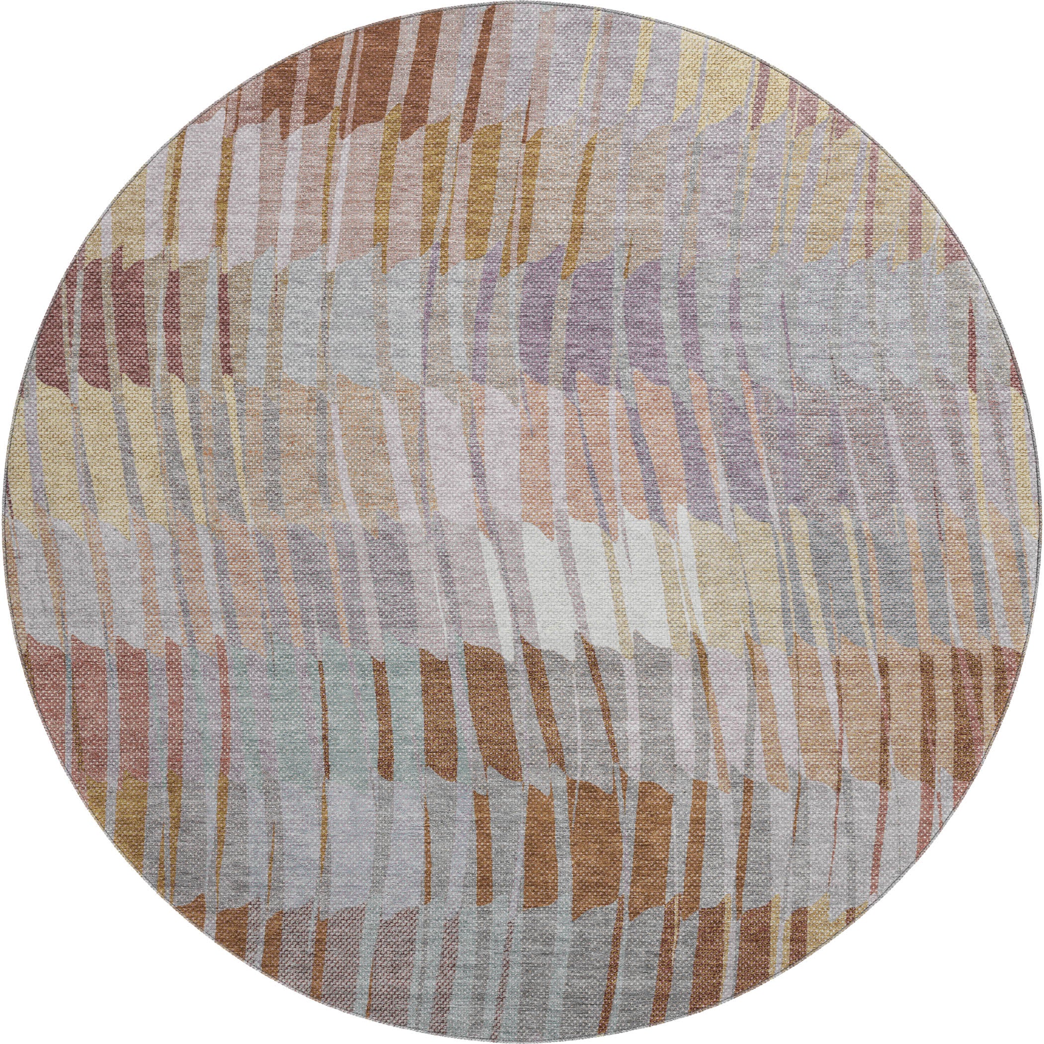 Bergen Machine Washable Transitional Copper Orange Rug 8' x 8' #shape_Round