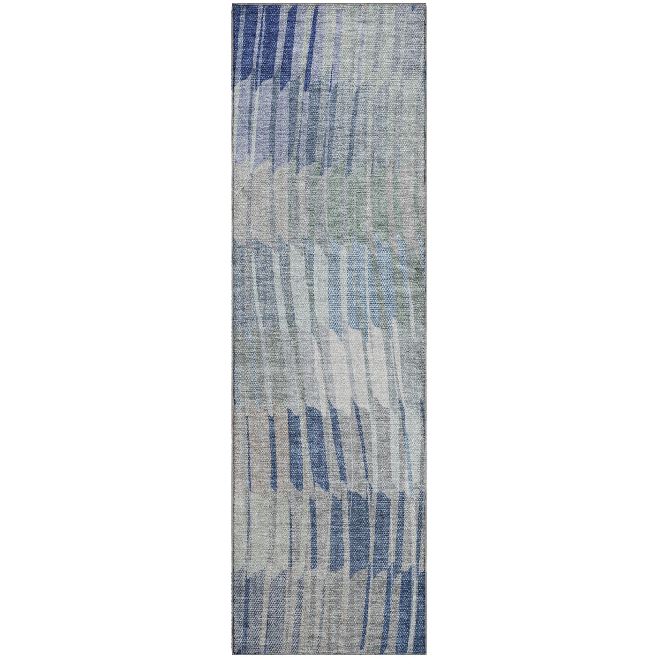 Bergen Machine Washable Transitional Denim Blue Rug 2'3" x 7'6" #shape_Runner