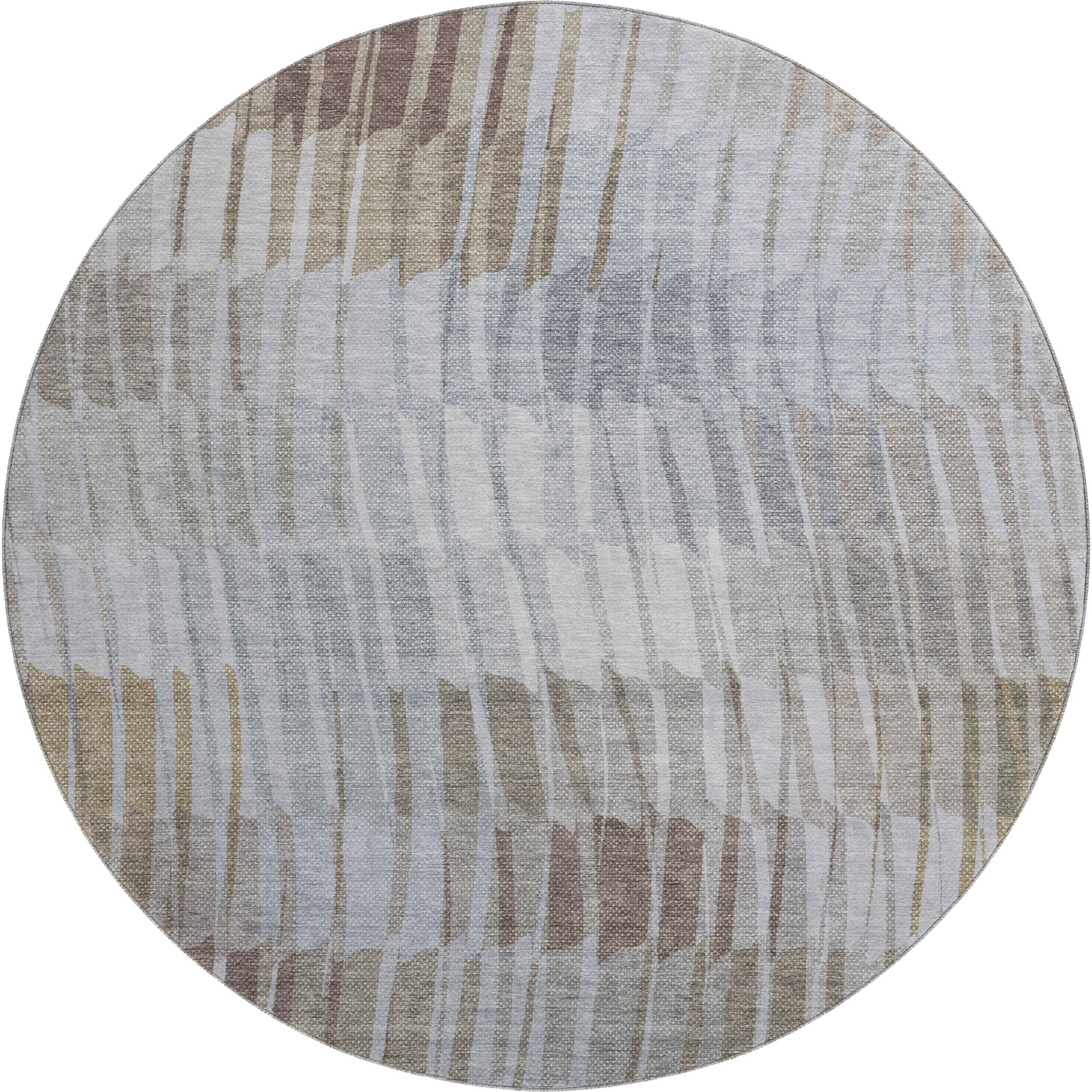 Bergen Machine Washable Transitional Taupe Brown Rug 8' x 8' #shape_Round
