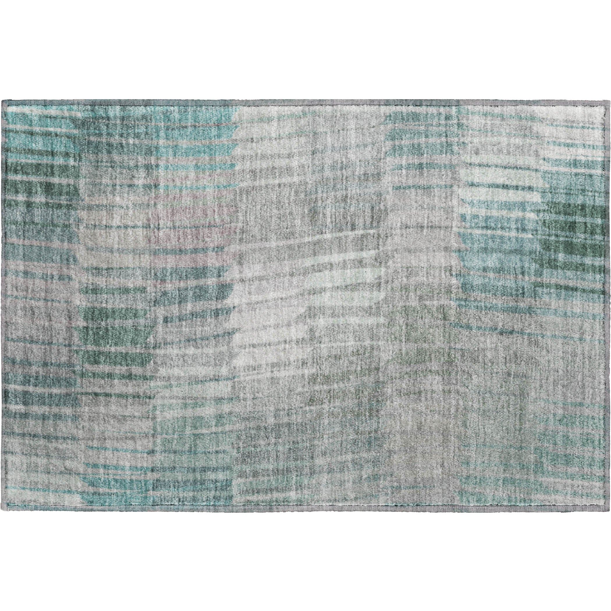 Bergen Machine Washable Transitional Teal Rug 1'8" x 2'6" #shape_Rectangle
