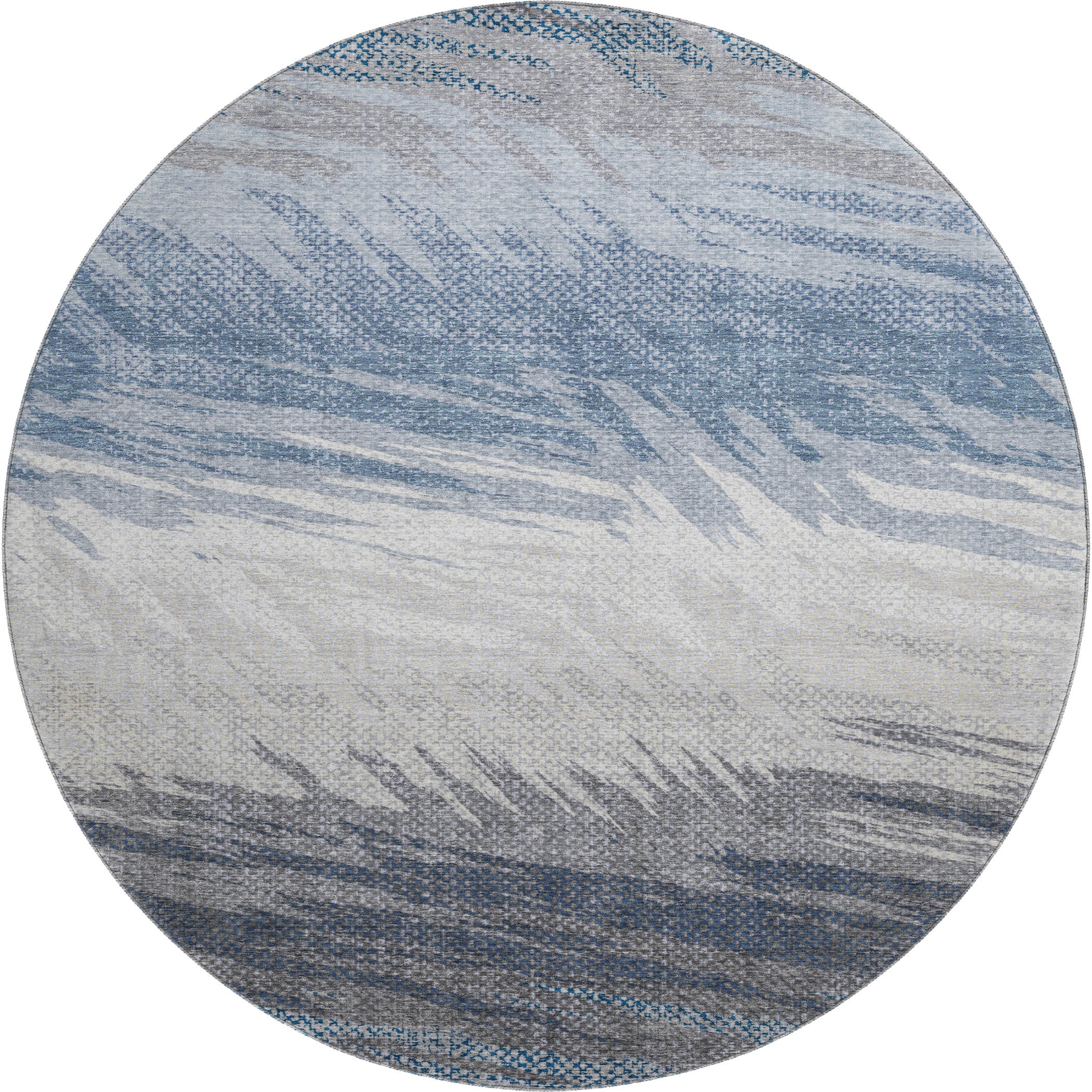 Bangkok Machine Washable Transitional Denim Blue Rug 8' x 8' #shape_Round