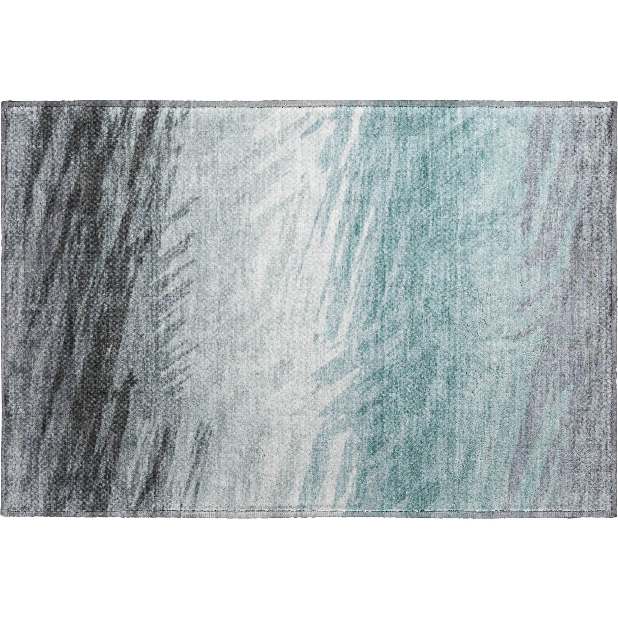 Bangkok Machine Washable Transitional Teal Rug 1'8" x 2'6" #shape_Rectangle