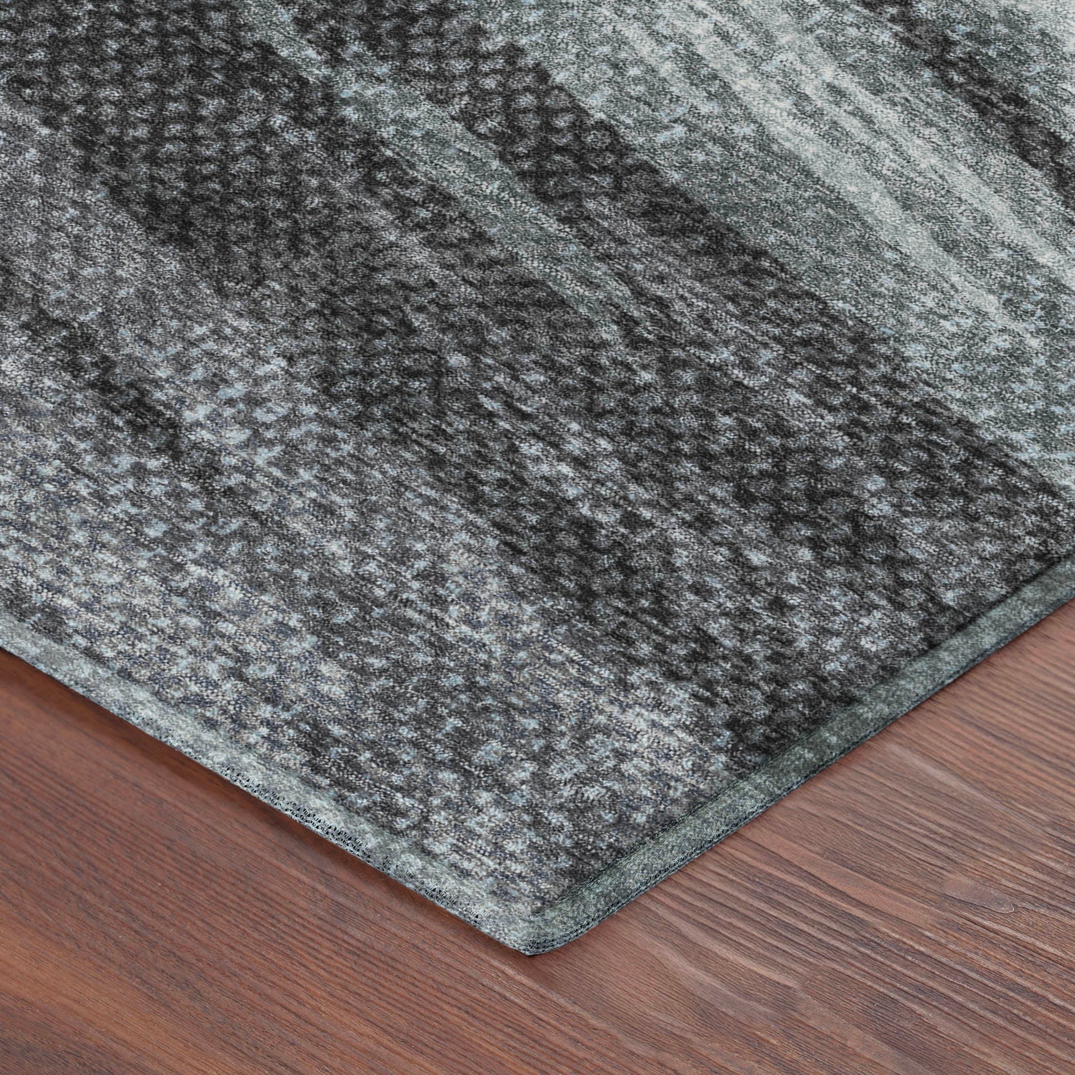 Bangkok Machine Washable Transitional Teal Rug 1'8" x 2'6" #shape_Rectangle