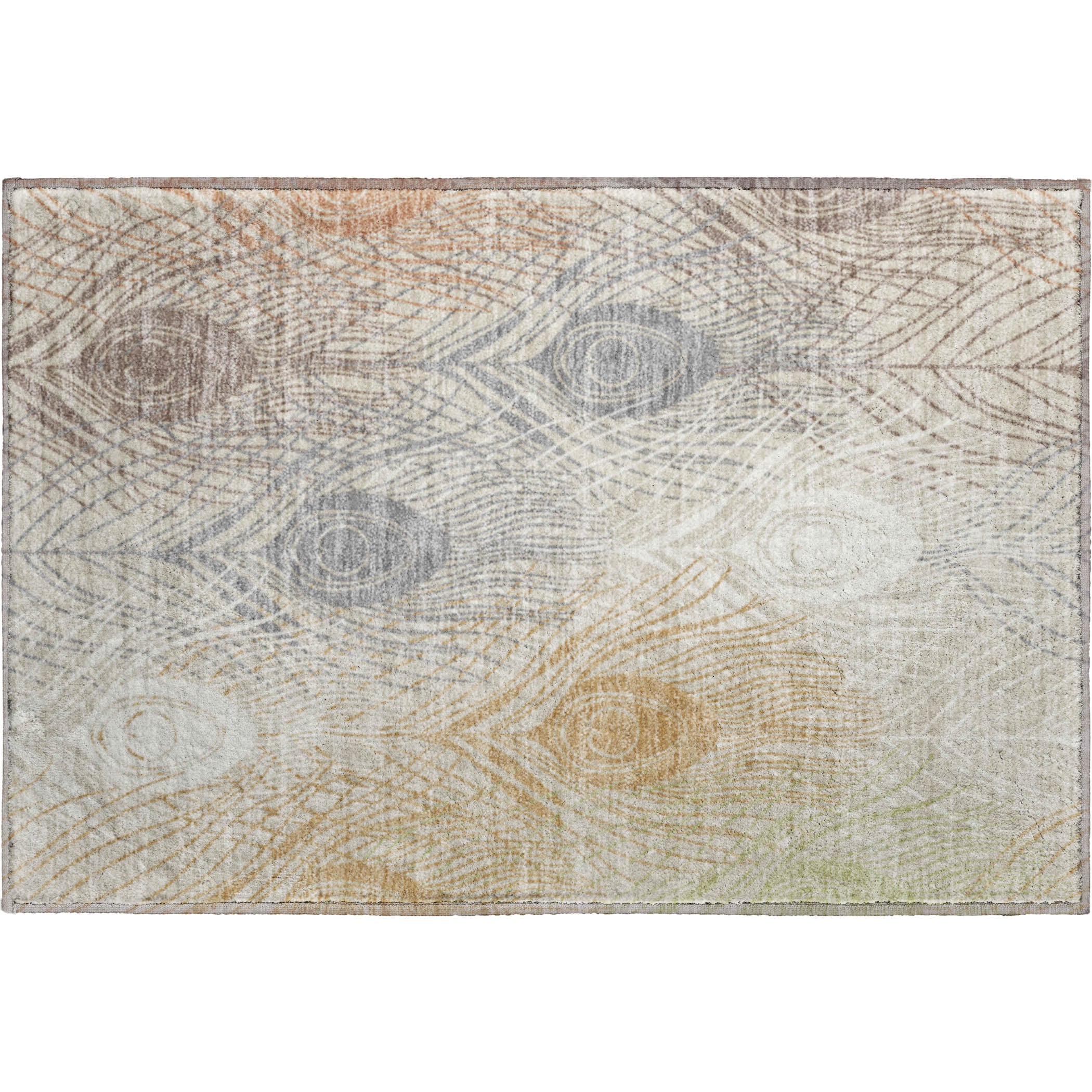 Zanzibar Machine Washable Transitional Beige Brown Rug 1'8" x 2'6" #shape_Rectangle
