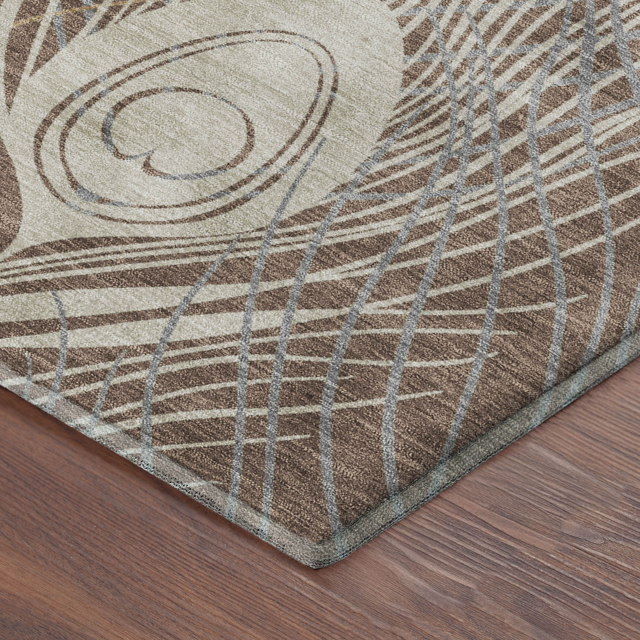 Zanzibar Machine Washable Transitional Brown Rug 1'8" x 2'6" #shape_Rectangle