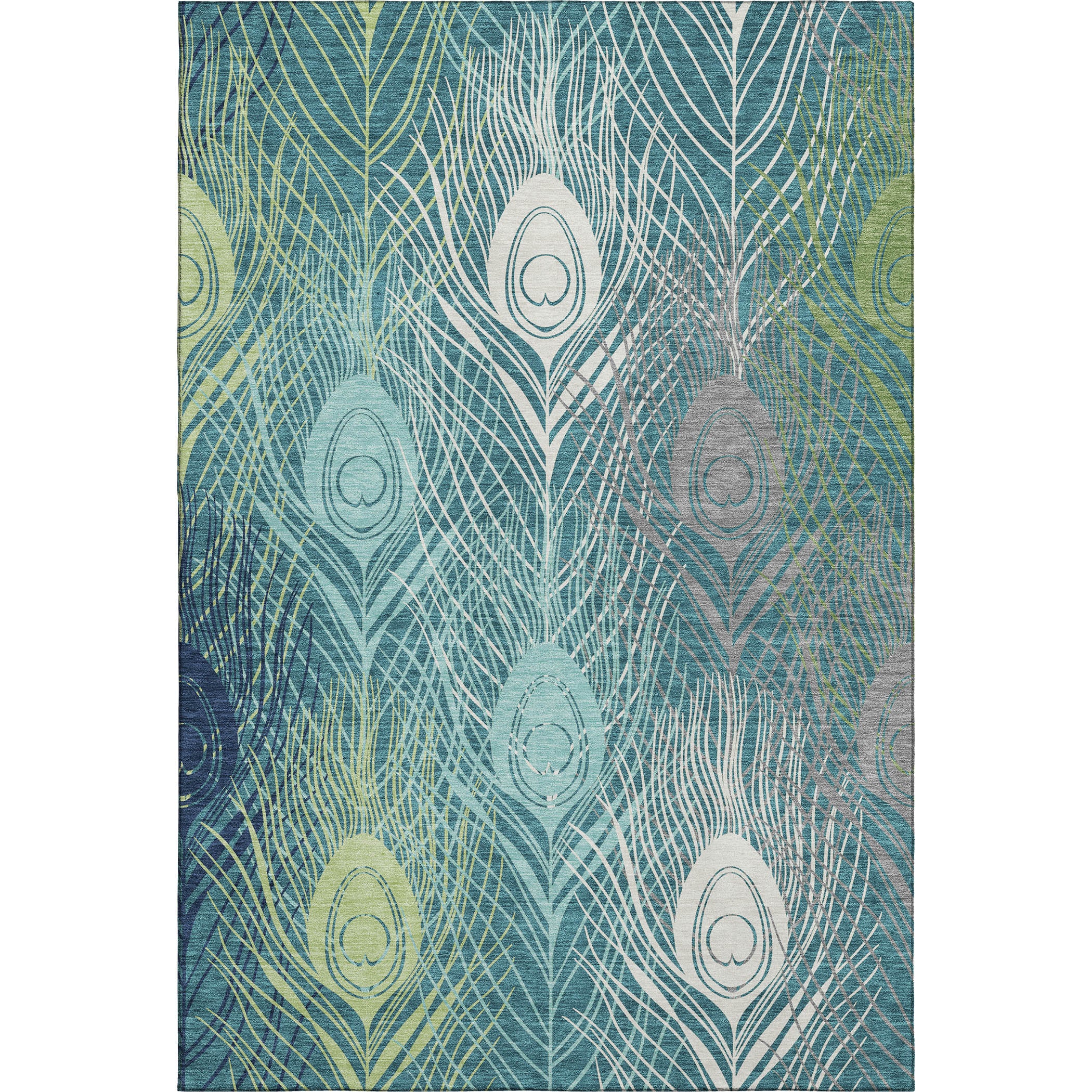 Zanzibar Machine Washable Transitional Teal Rug 2'6" x 3'10" #shape_Rectangle