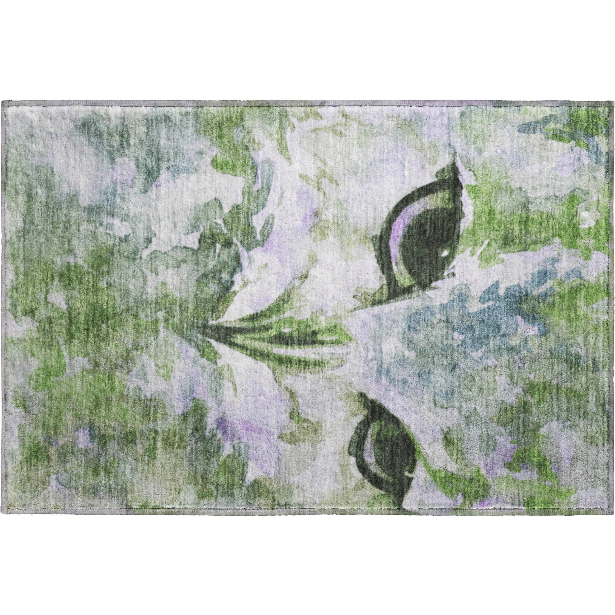 Athens Machine Washable Transitional Green Rug 1'8" x 2'6" #shape_Rectangle