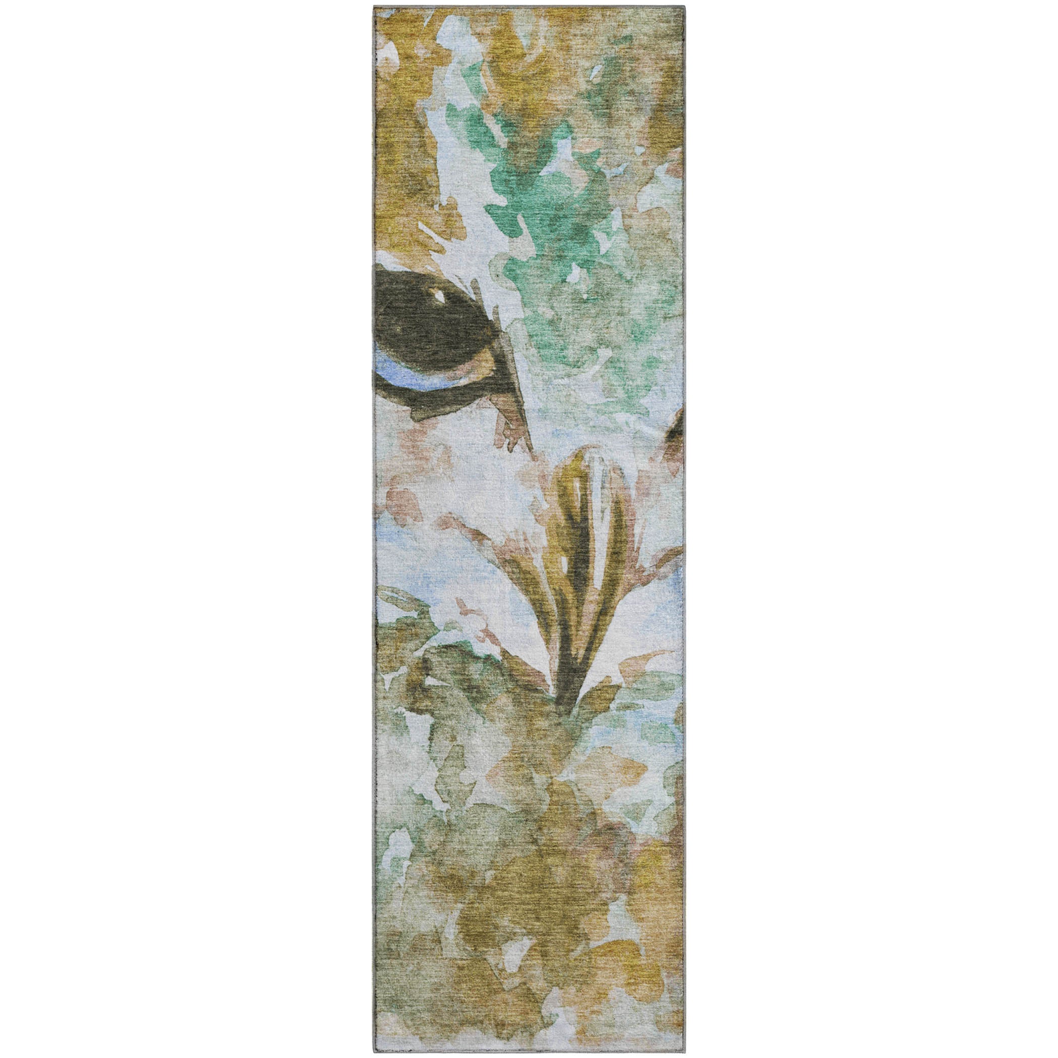 Athens Machine Washable Transitional Mocha Brown Rug 2'3" x 7'6" #shape_Runner