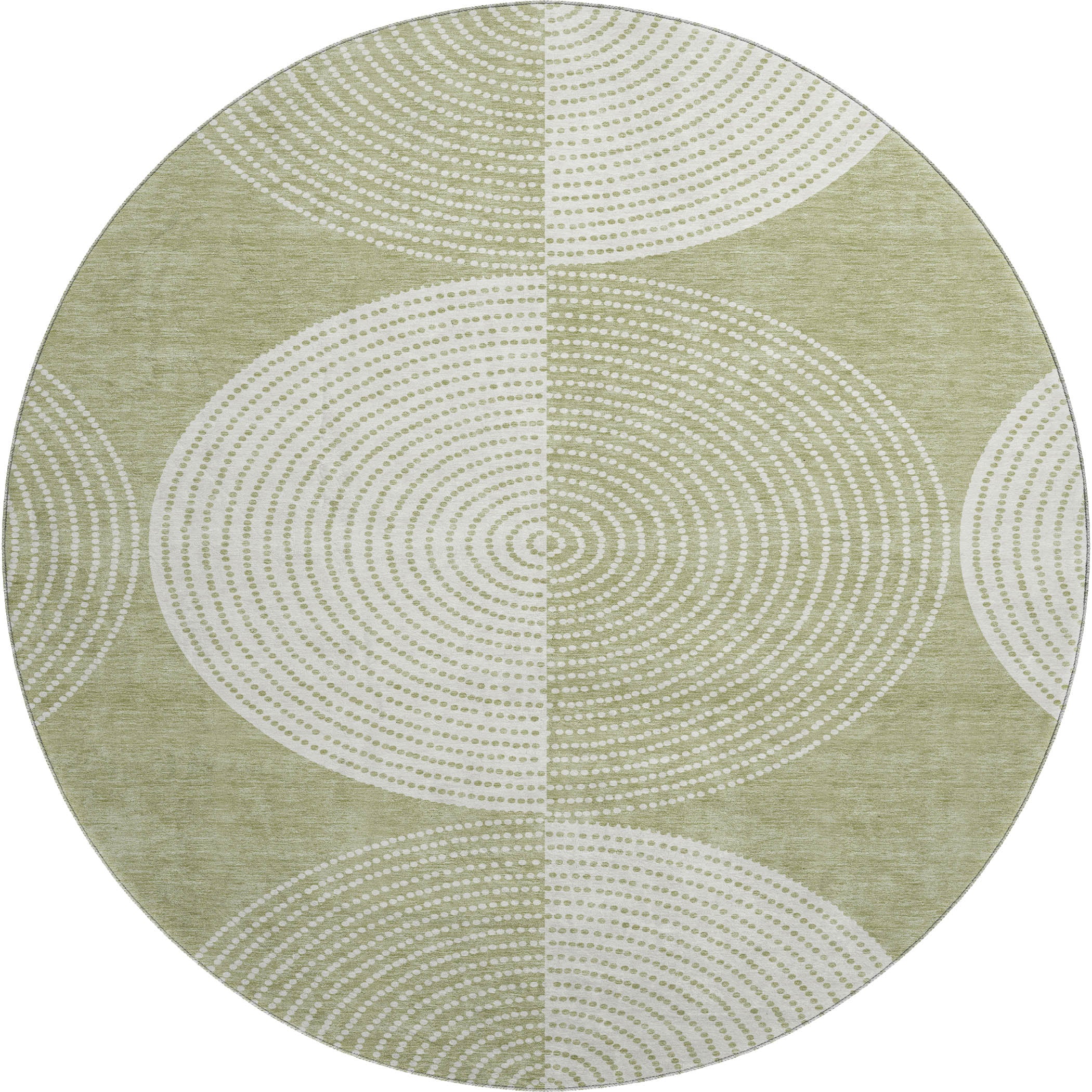 Santorini Machine Washable Transitional Aloe Green Rug 8' x 8' #shape_Round