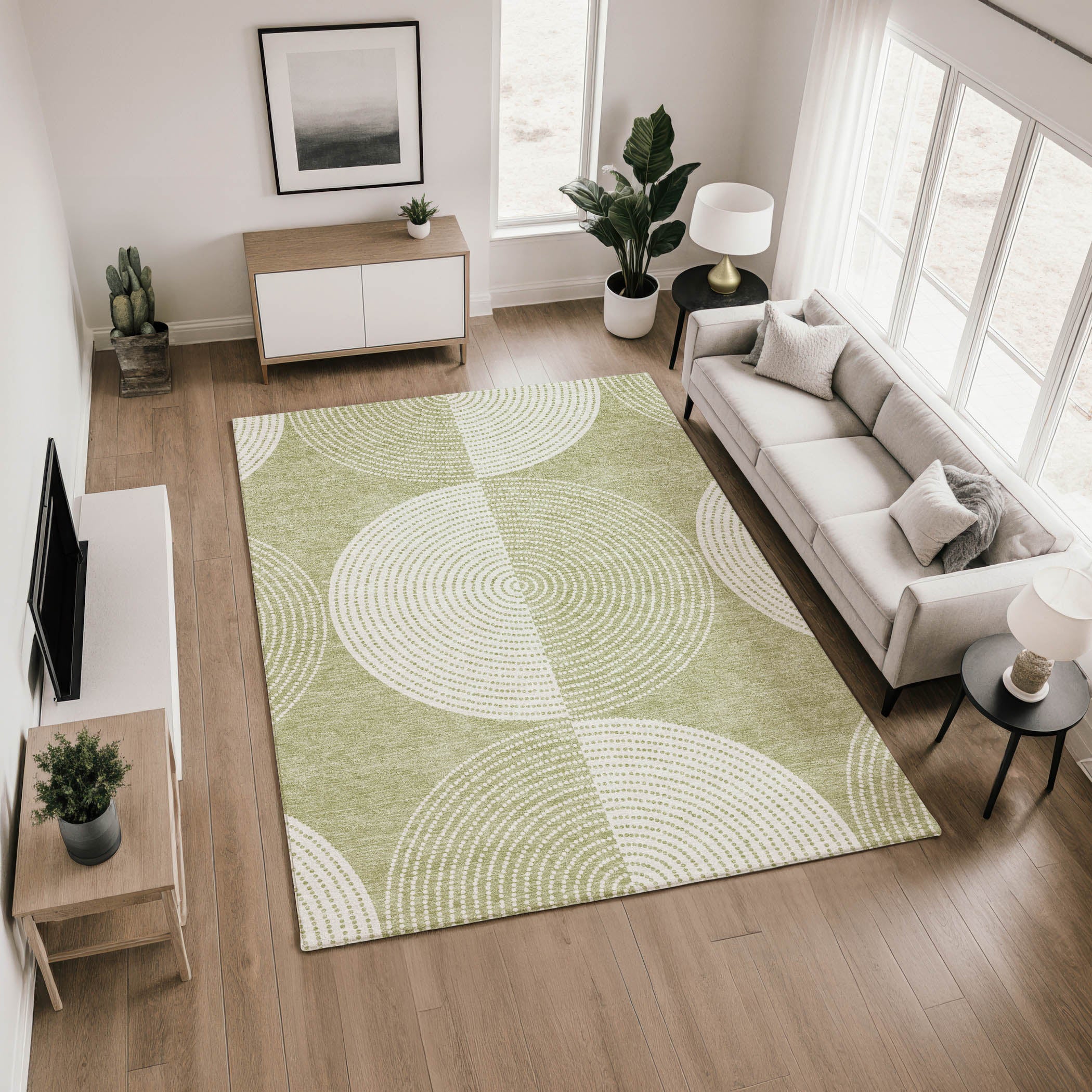 Santorini Machine Washable Transitional Aloe Green Rug 2'6" x 3'10" #shape_Rectangle