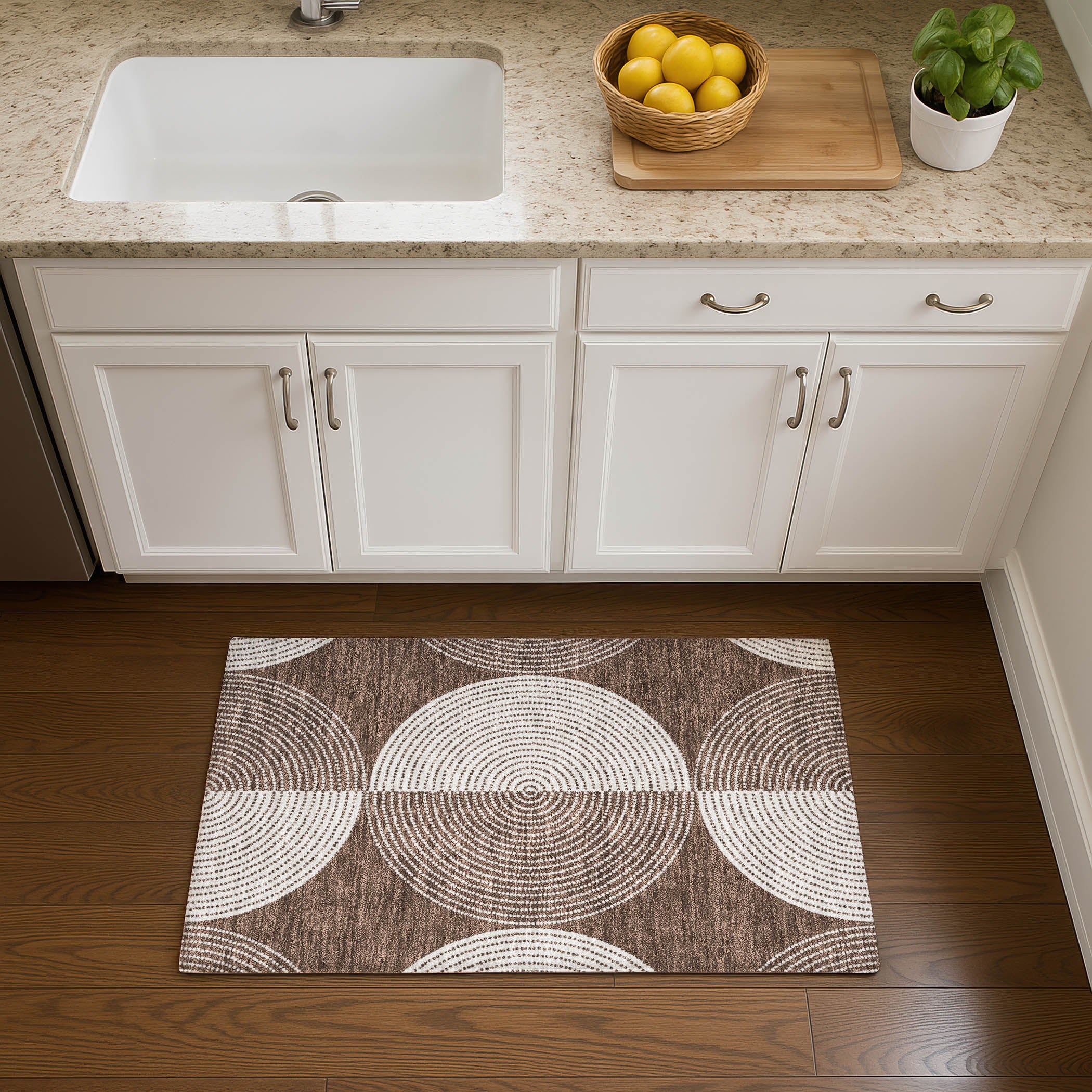 Santorini Machine Washable Transitional Beige Brown Rug 1'8" x 2'6" #shape_Rectangle