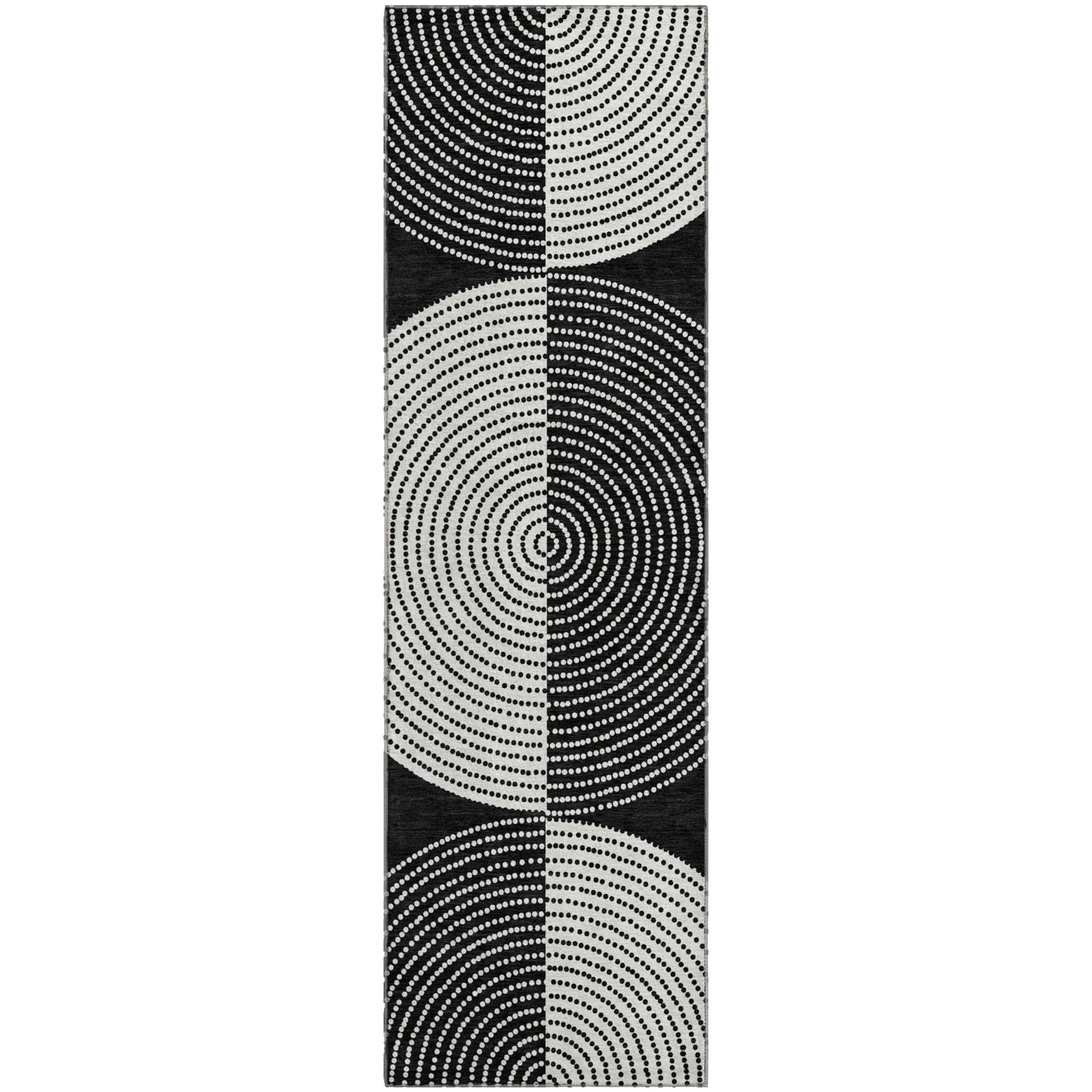 Santorini Machine Washable Transitional Black Rug 2'3" x 7'6" #shape_Runner