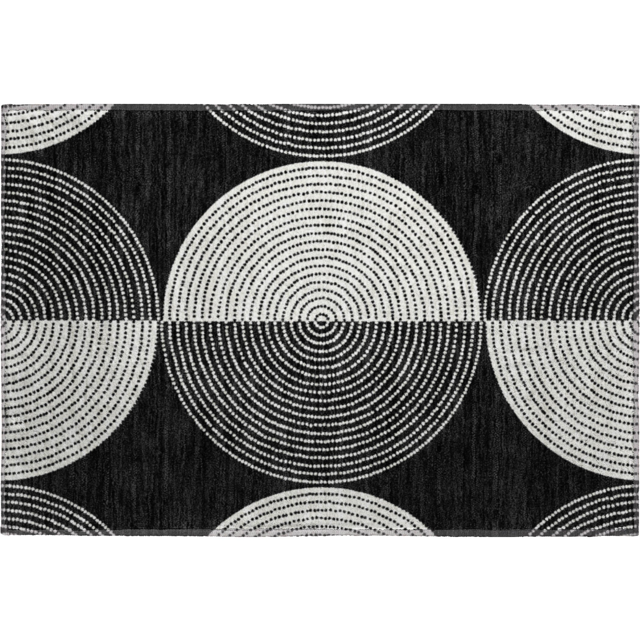 Santorini Machine Washable Transitional Black Rug 1'8" x 2'6" #shape_Rectangle