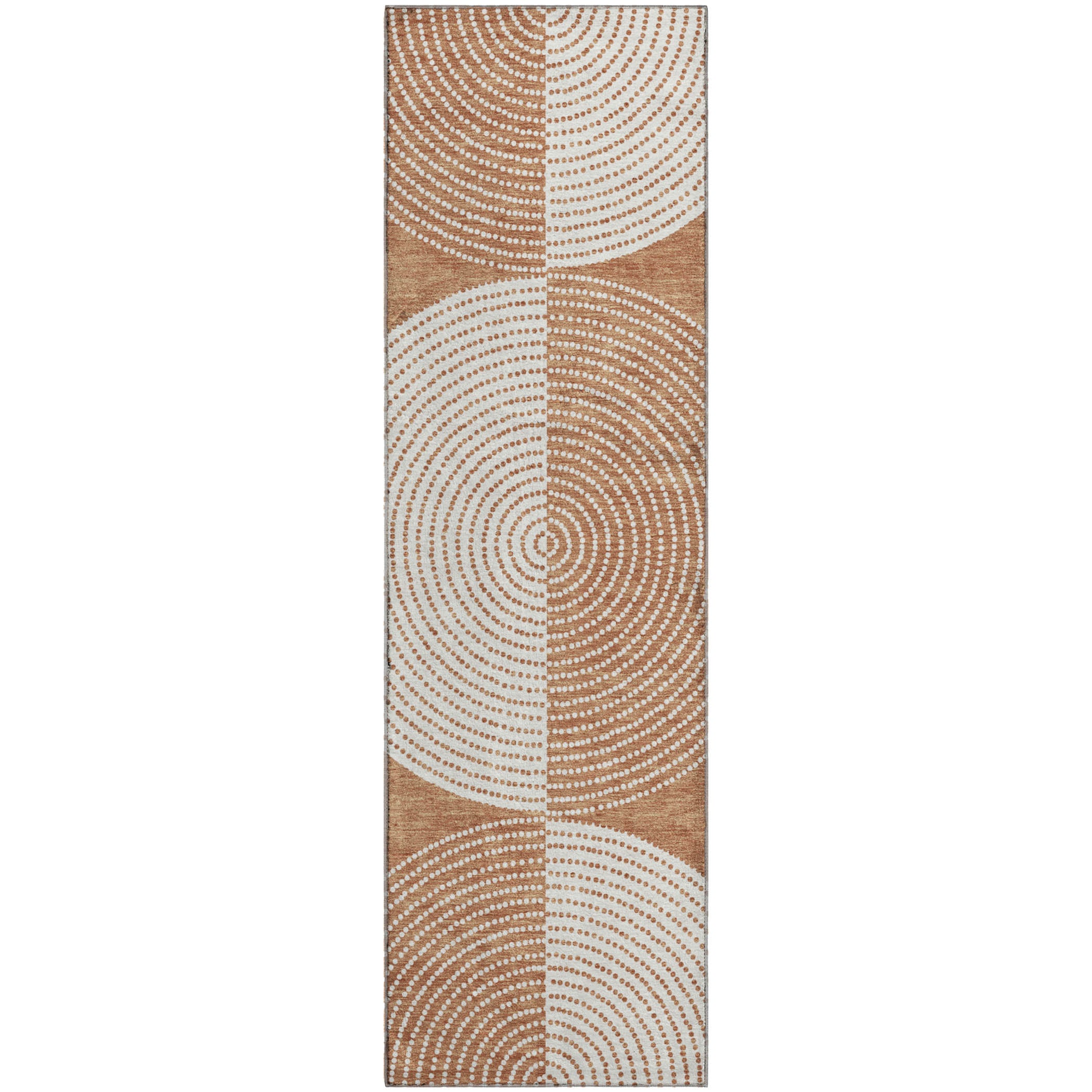 Santorini Machine Washable Transitional Copper Orange Rug 2'3" x 7'6" #shape_Runner