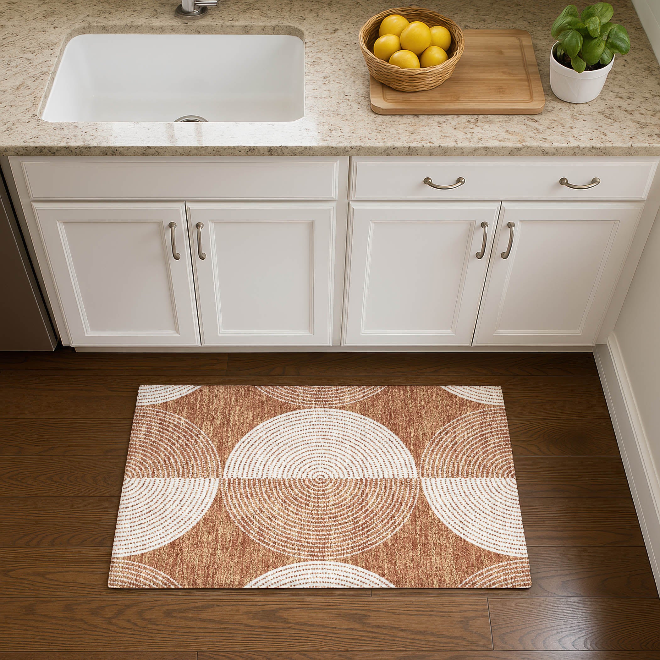 Santorini Machine Washable Transitional Copper Orange Rug 1'8" x 2'6" #shape_Rectangle