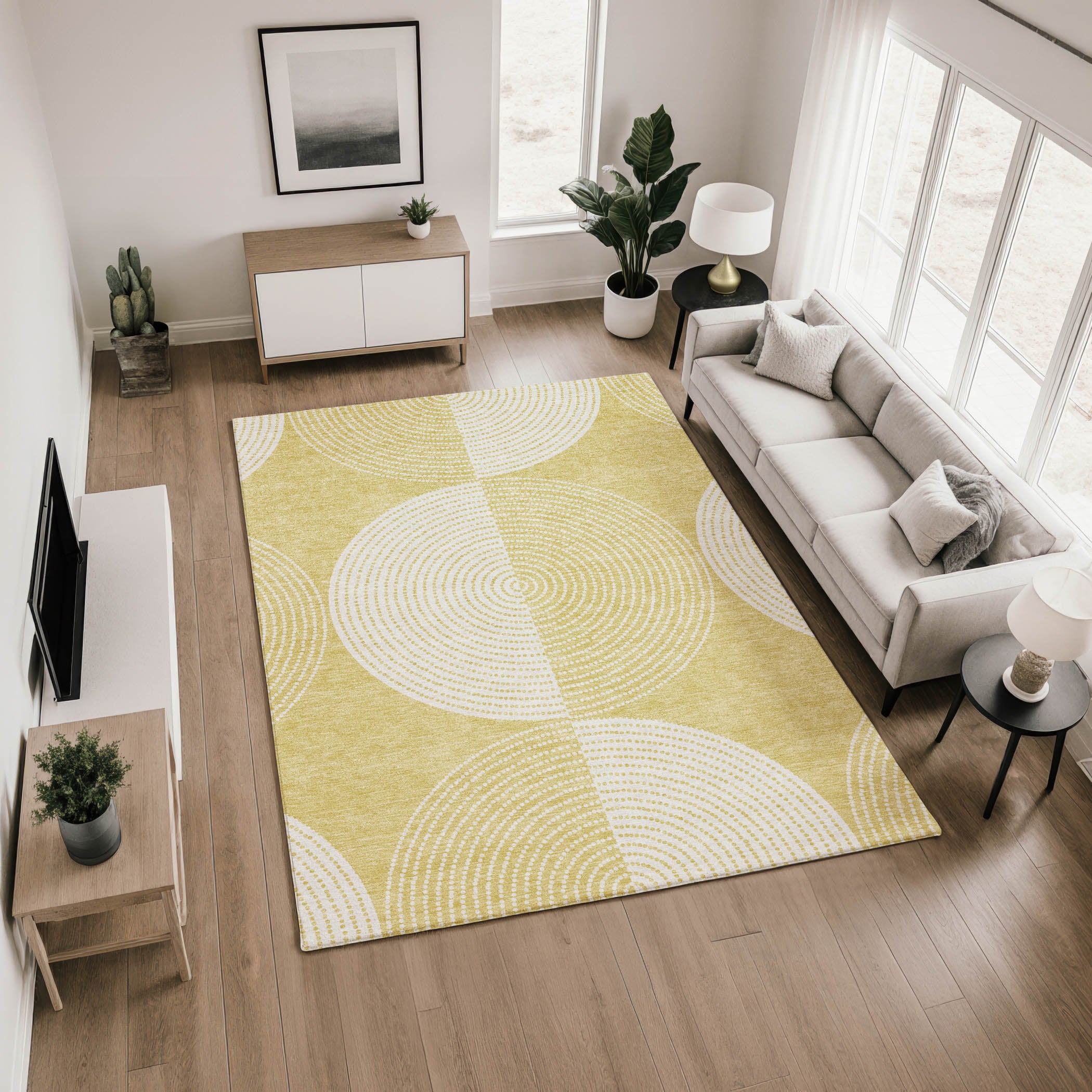 Santorini Machine Washable Transitional Gold Rug 2'6" x 3'10" #shape_Rectangle