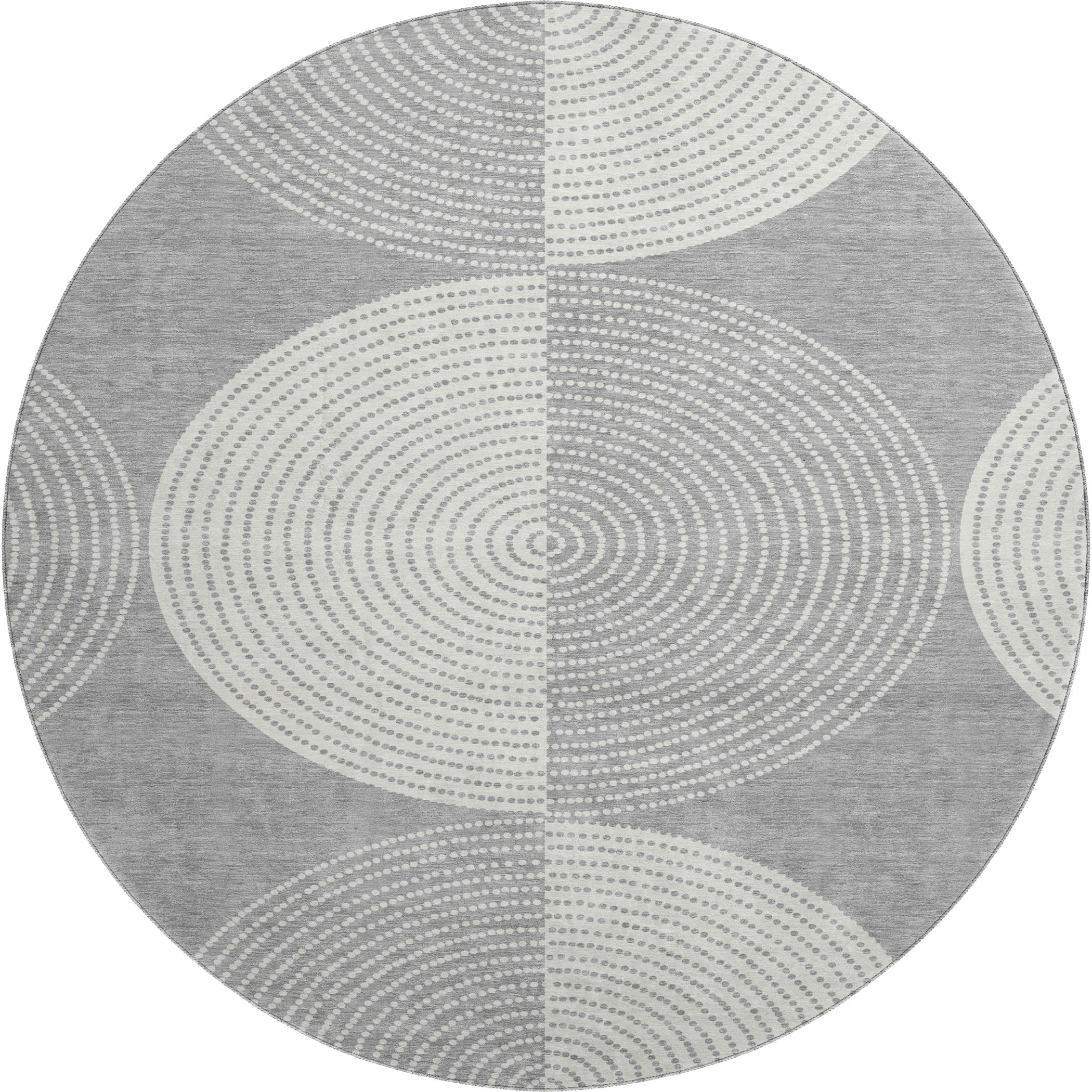 Santorini Machine Washable Transitional Gray Rug 8' x 8' #shape_Round