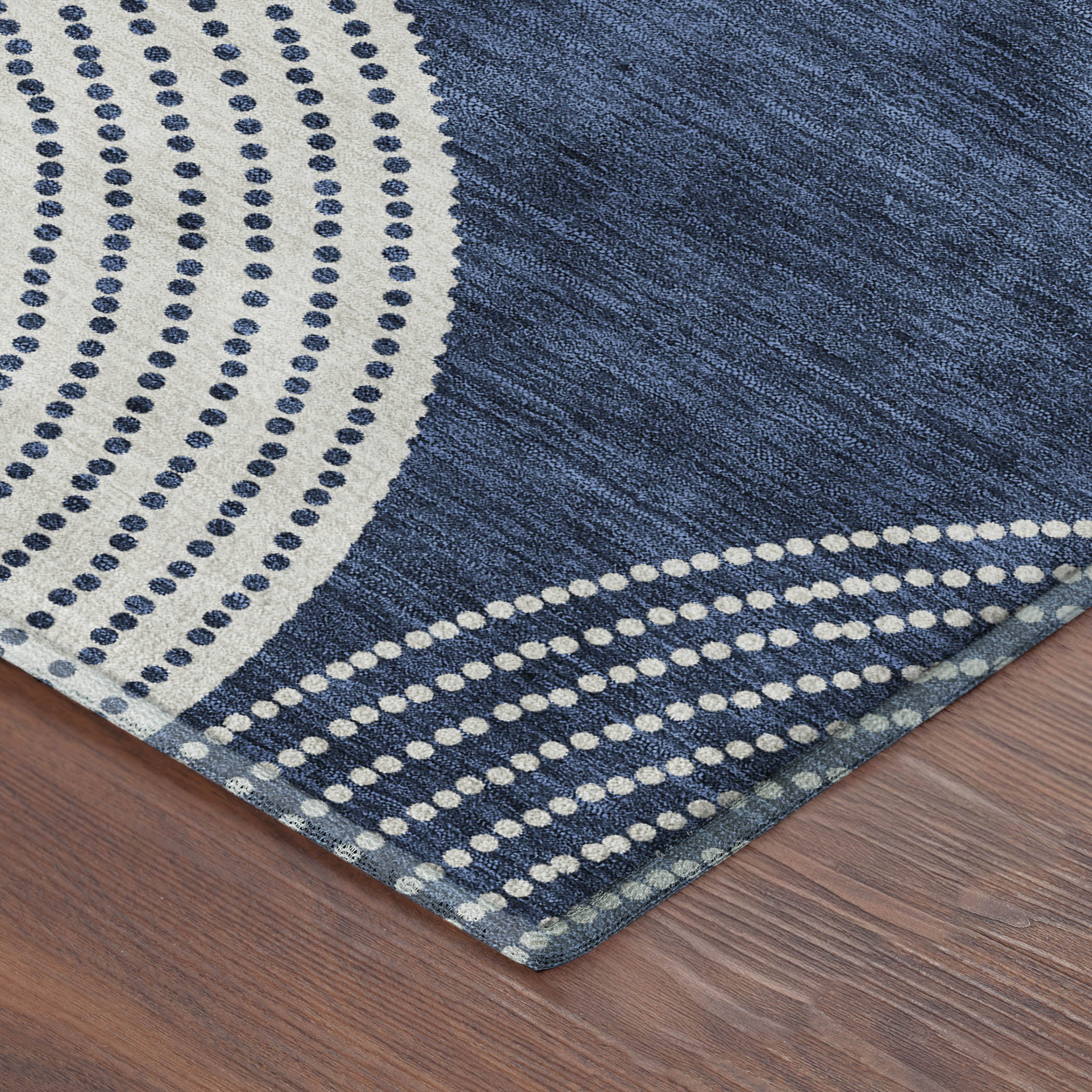 Santorini Machine Washable Transitional Navy Blue Rug 1'8" x 2'6" #shape_Rectangle