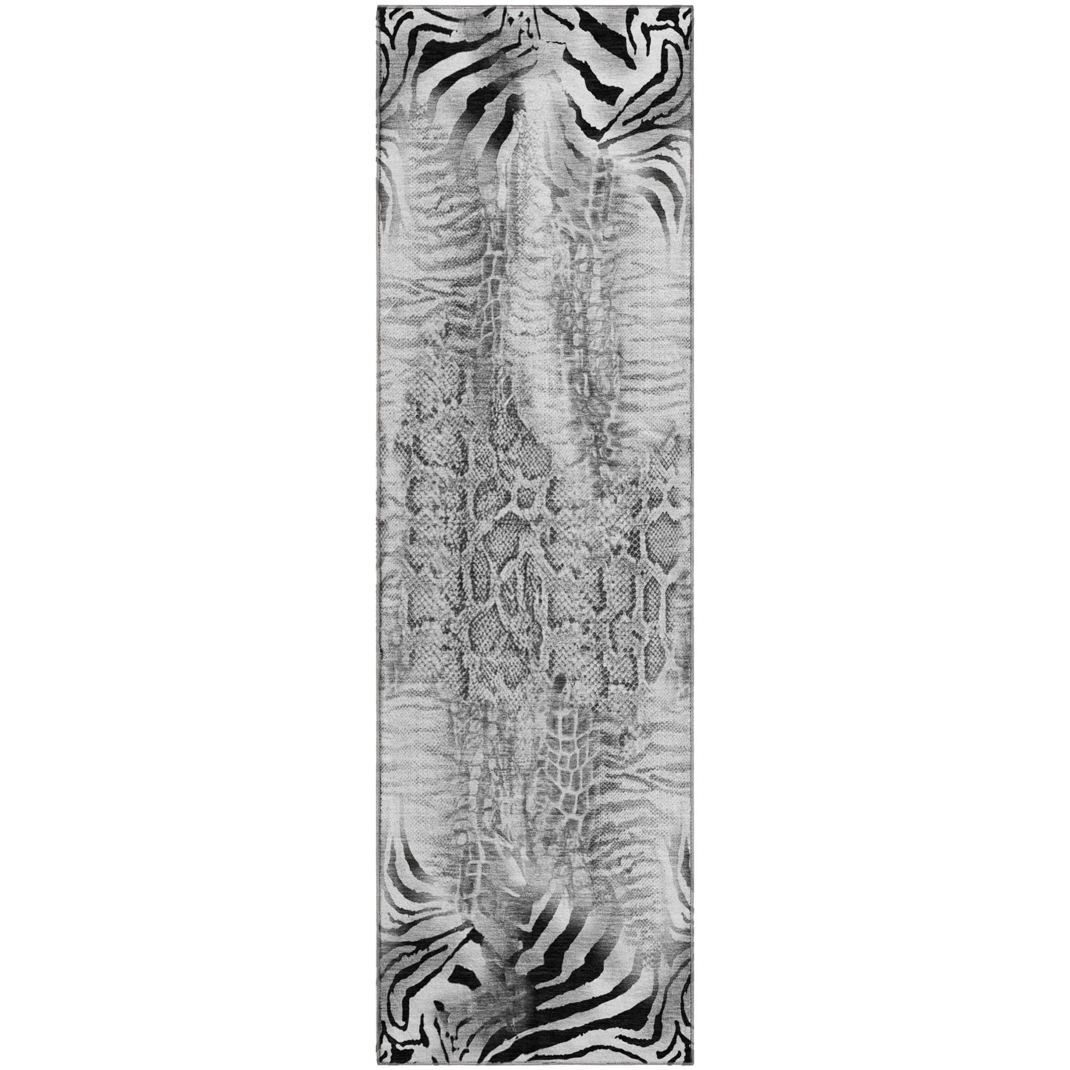 Sarajevo Machine Washable Transitional Gray Rug 2'3" x 7'6" #shape_Runner