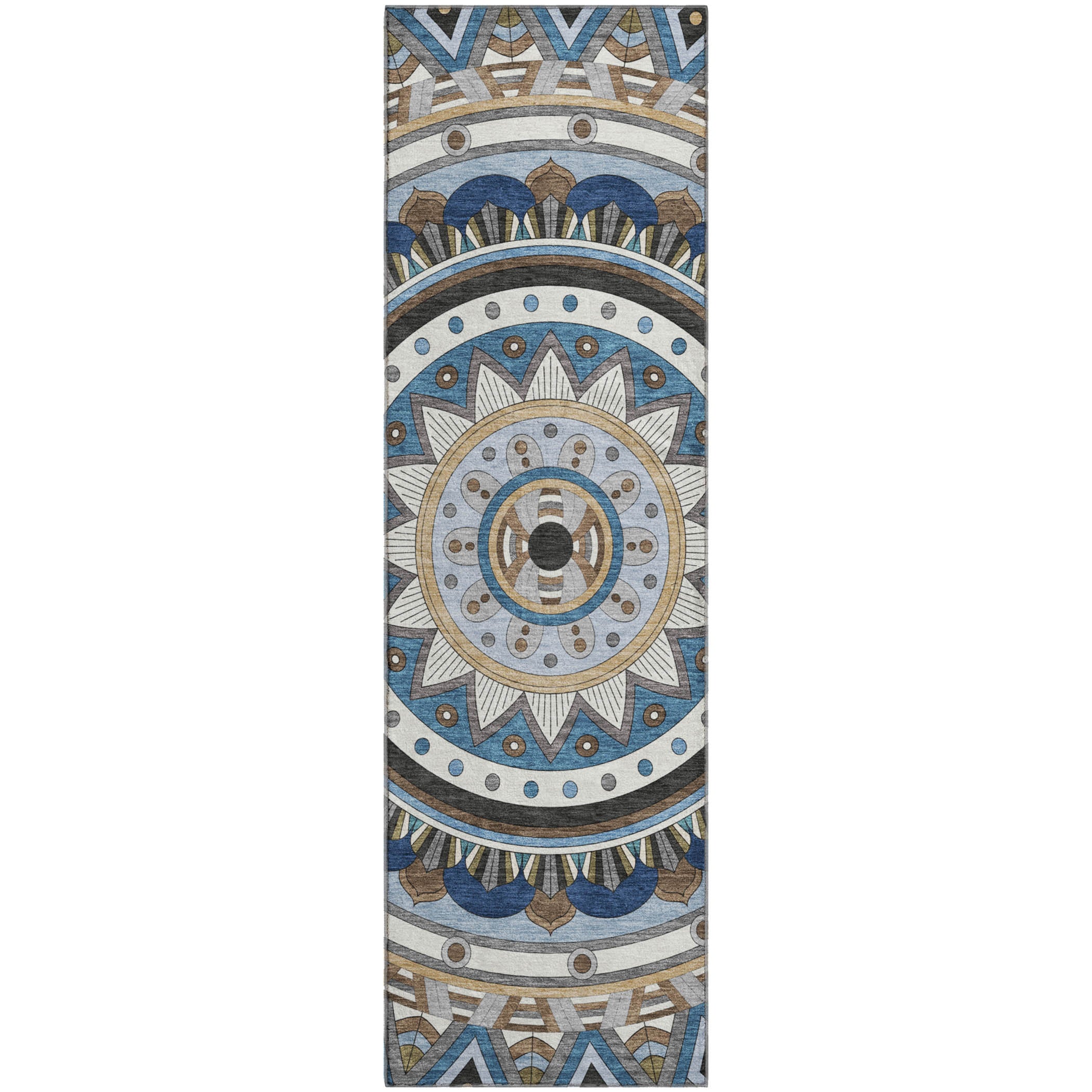 Split Machine Washable Transitional Denim Blue Rug 2'3" x 7'6" #shape_Runner