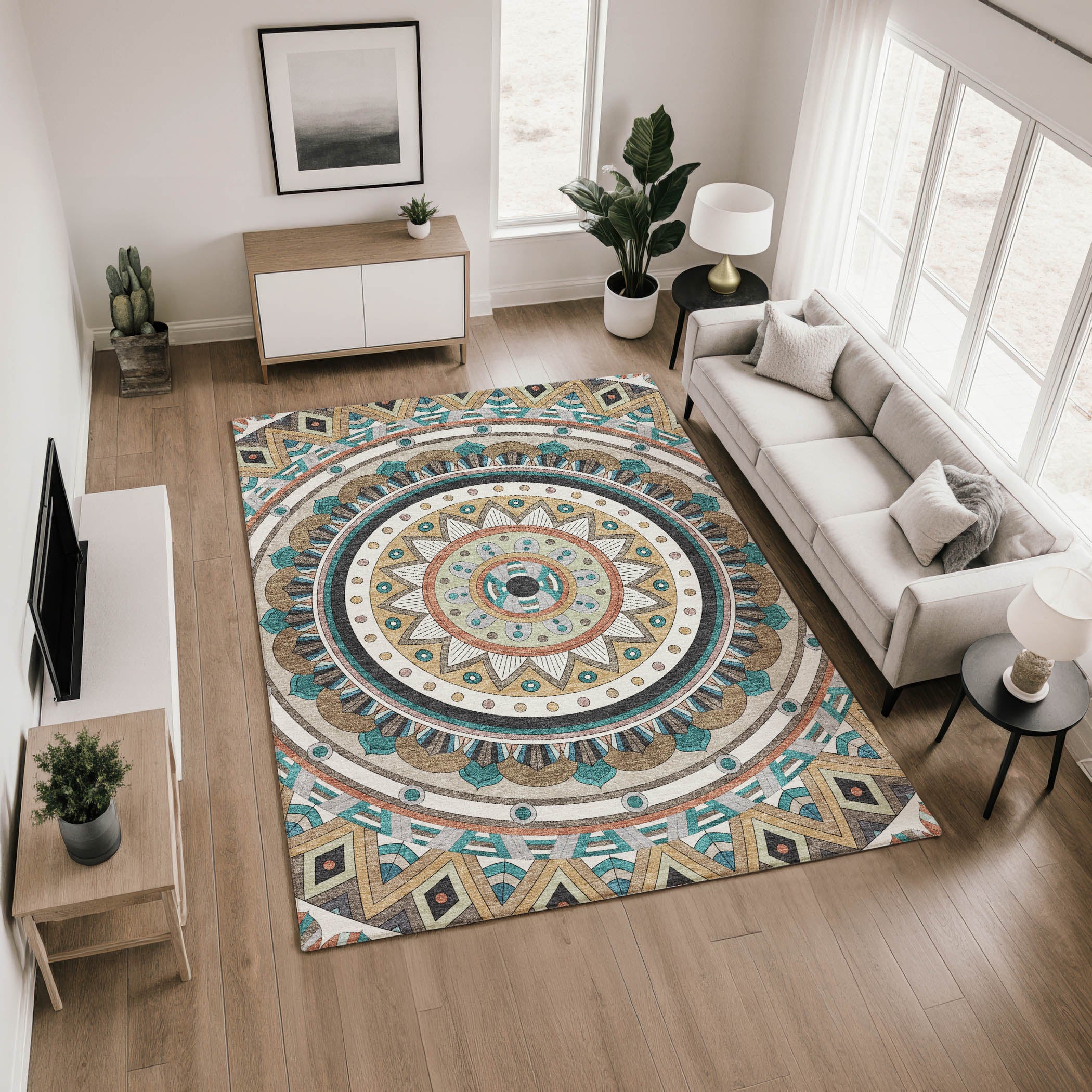 Split Machine Washable Transitional Taupe Brown Rug 2'6" x 3'10" #shape_Rectangle
