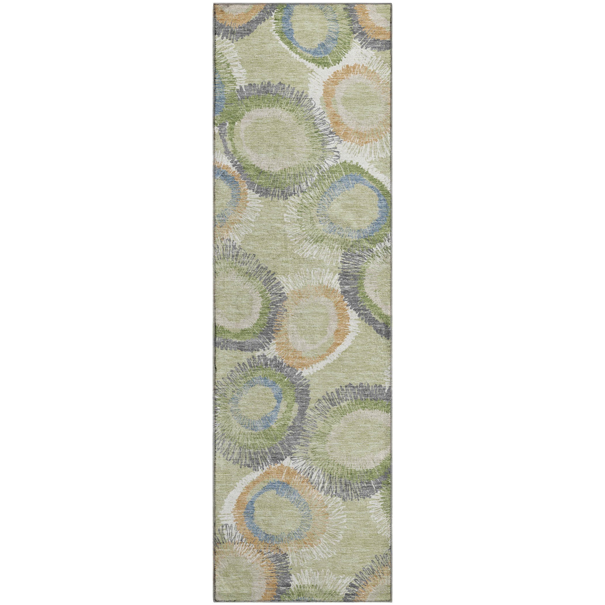 Kyoto Machine Washable Transitional Aloe Green Rug 2'3" x 7'6" #shape_Runner