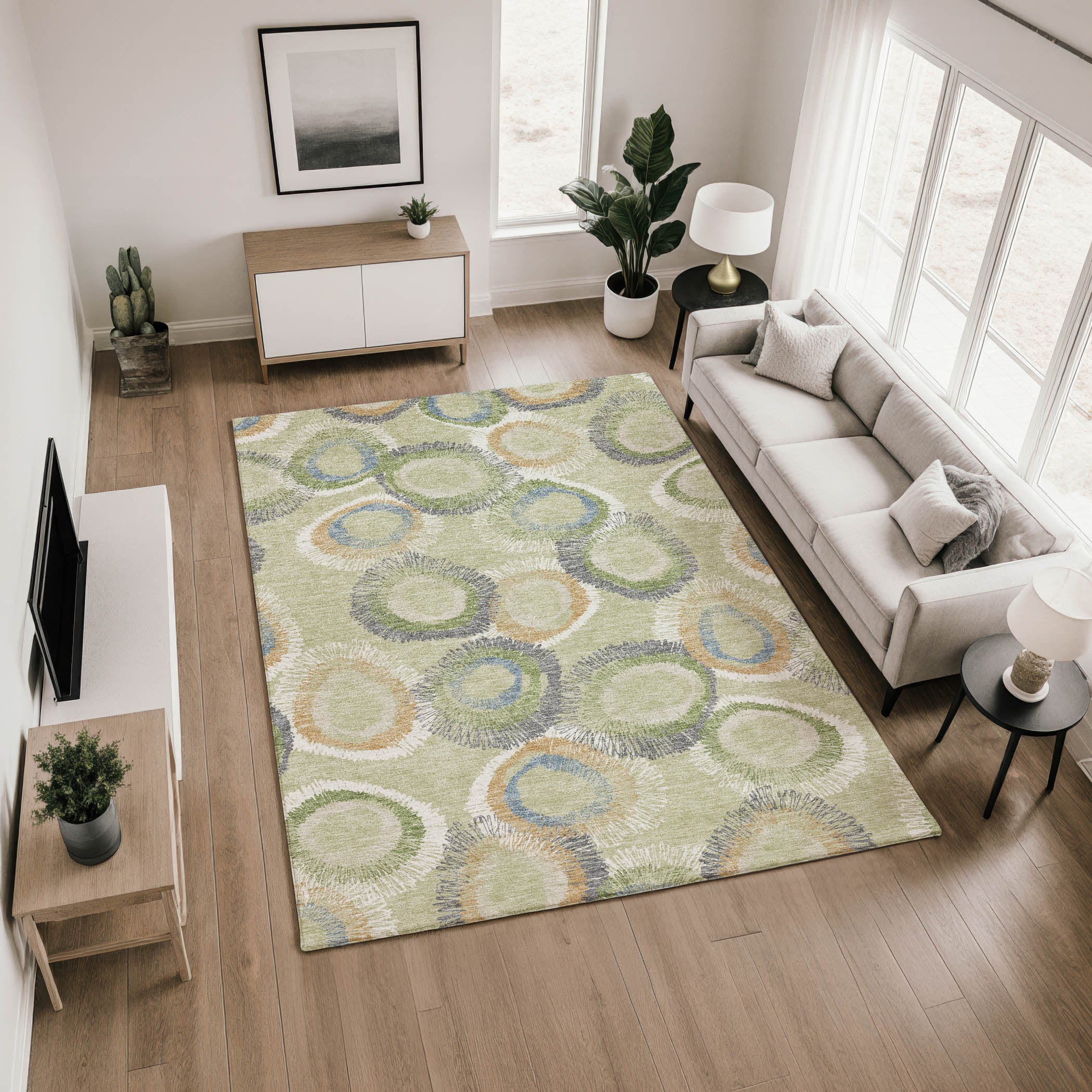 Kyoto Machine Washable Transitional Aloe Green Rug 2'6" x 3'10" #shape_Rectangle