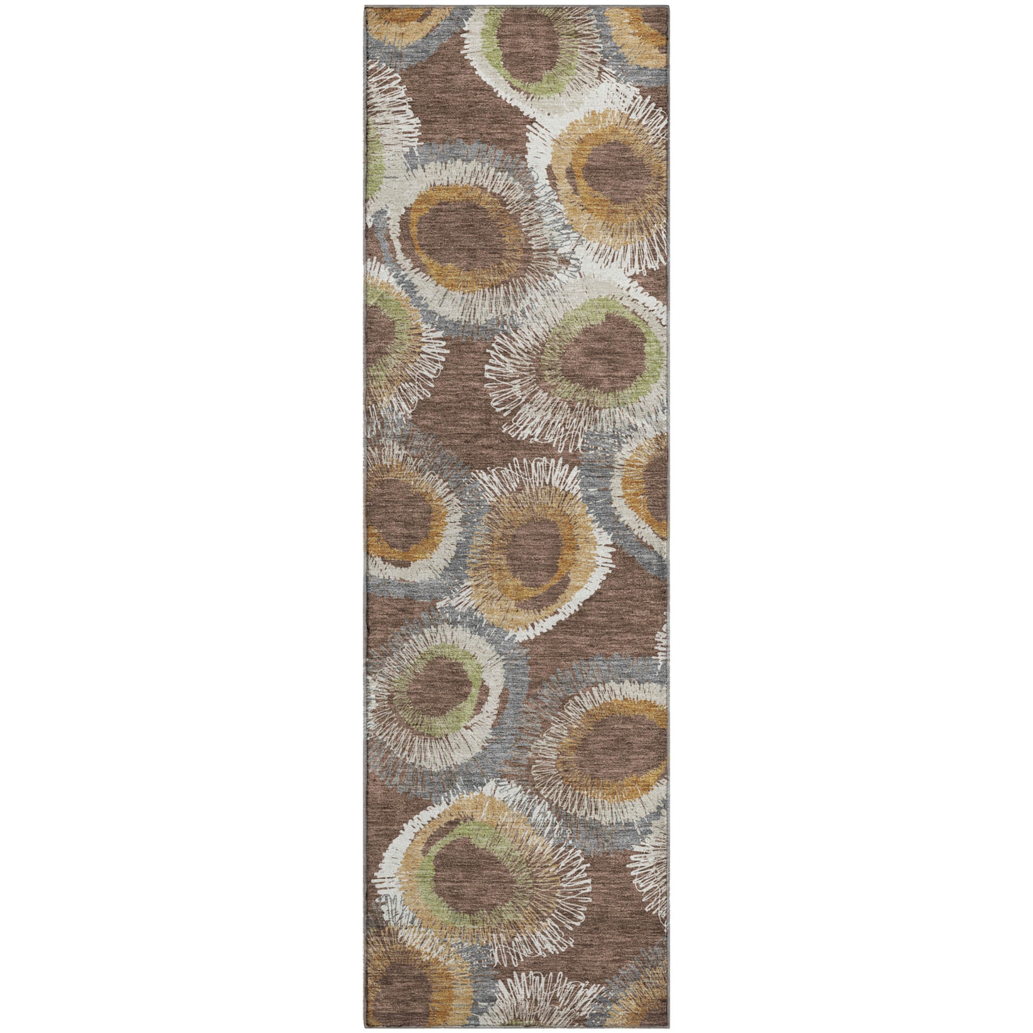 Kyoto Machine Washable Transitional Brown Rug 2'3" x 7'6" #shape_Runner