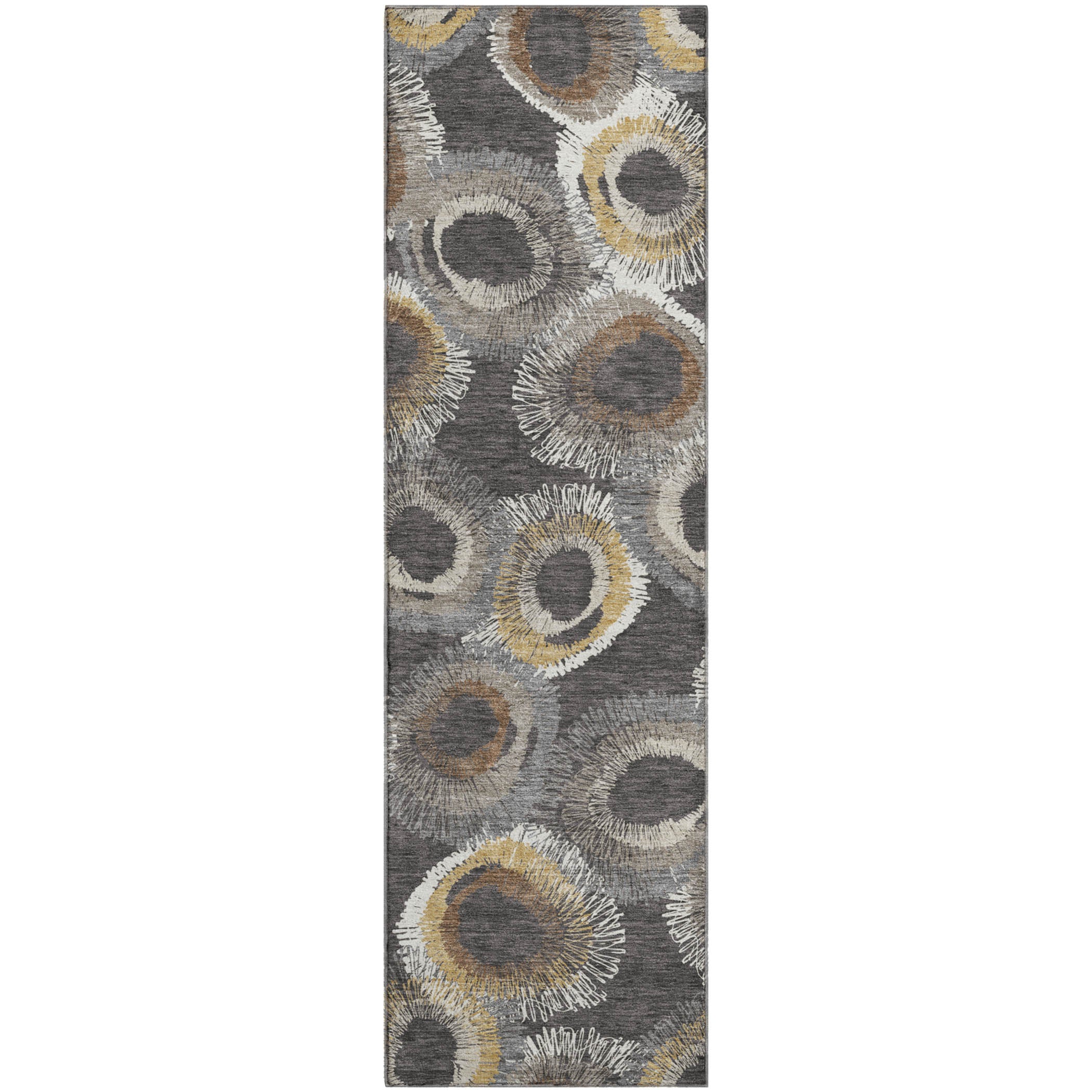 Kyoto Machine Washable Transitional Charcoal Gray Rug 2'3" x 7'6" #shape_Runner