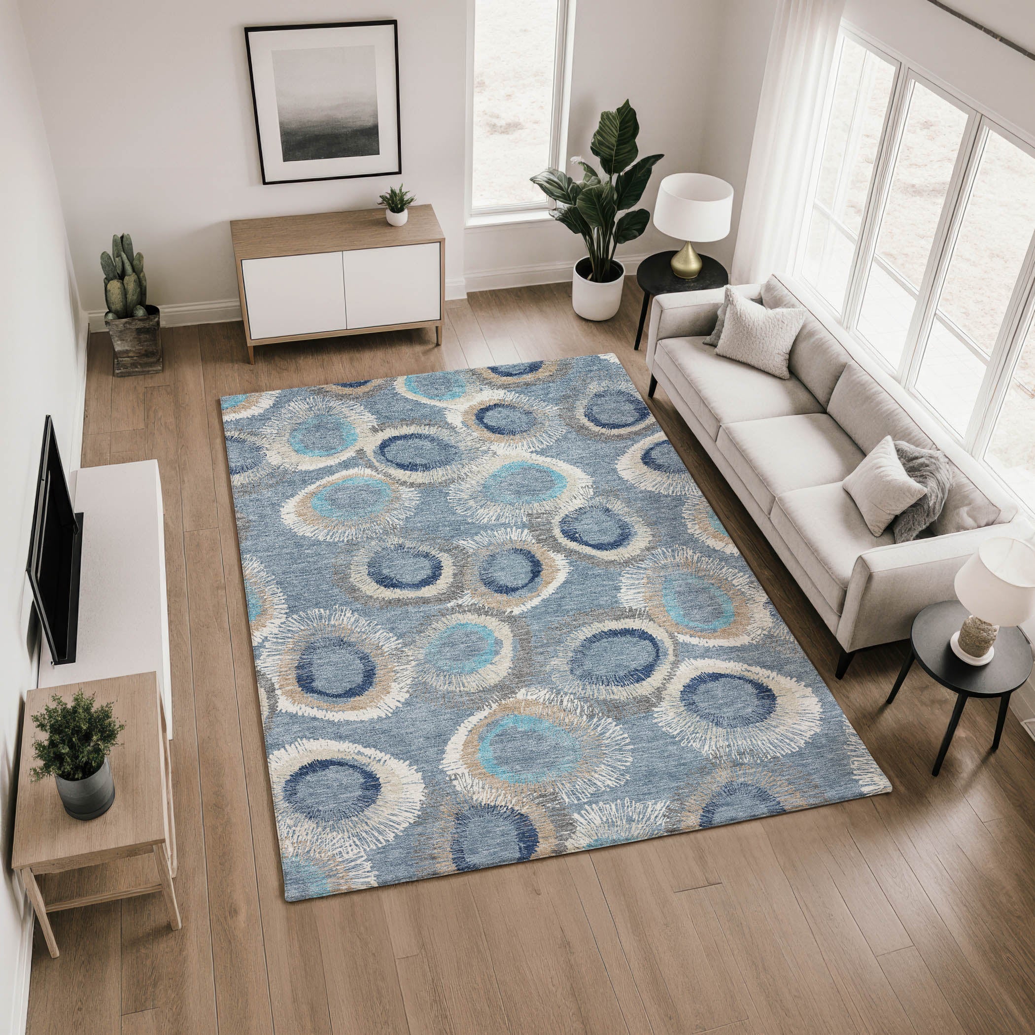 Kyoto Machine Washable Transitional Denim Blue Rug 2'6" x 3'10" #shape_Rectangle