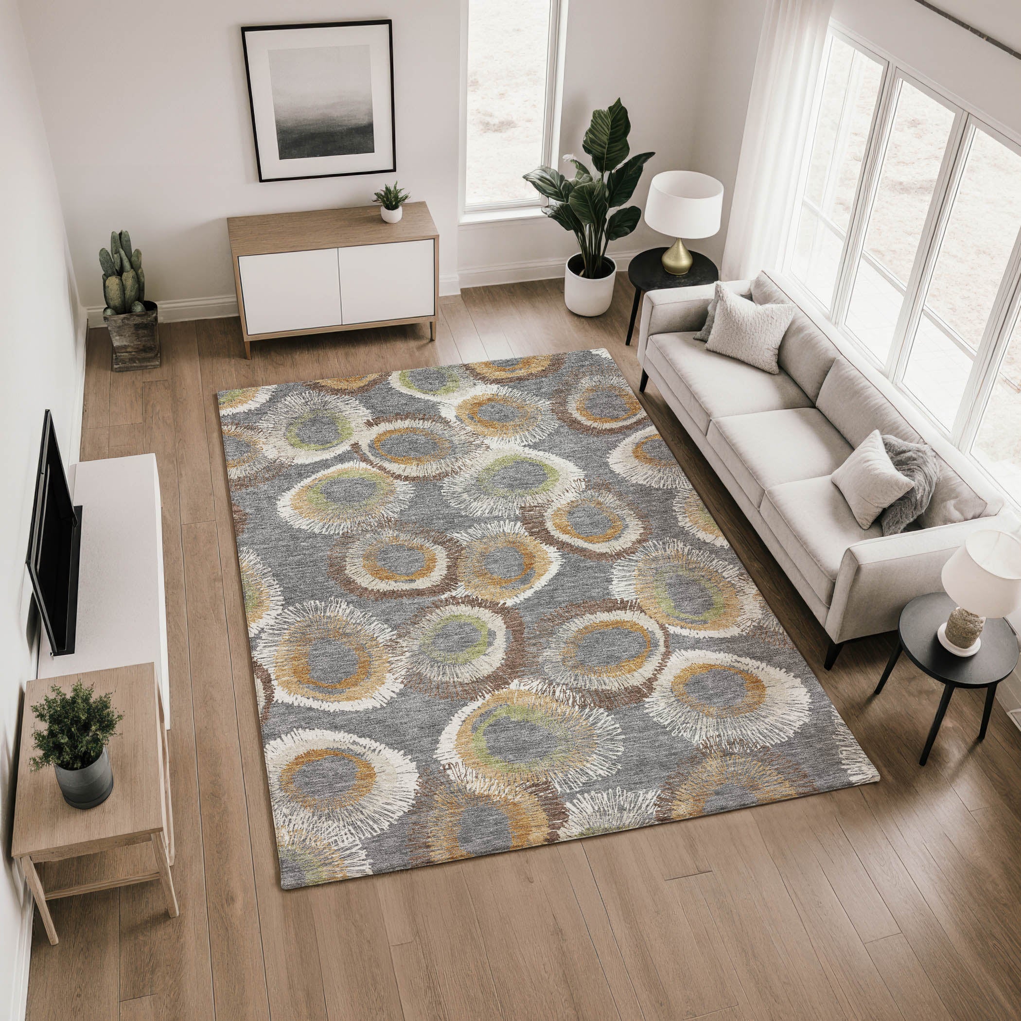 Kyoto Machine Washable Transitional Gray Rug 2'6" x 3'10" #shape_Rectangle