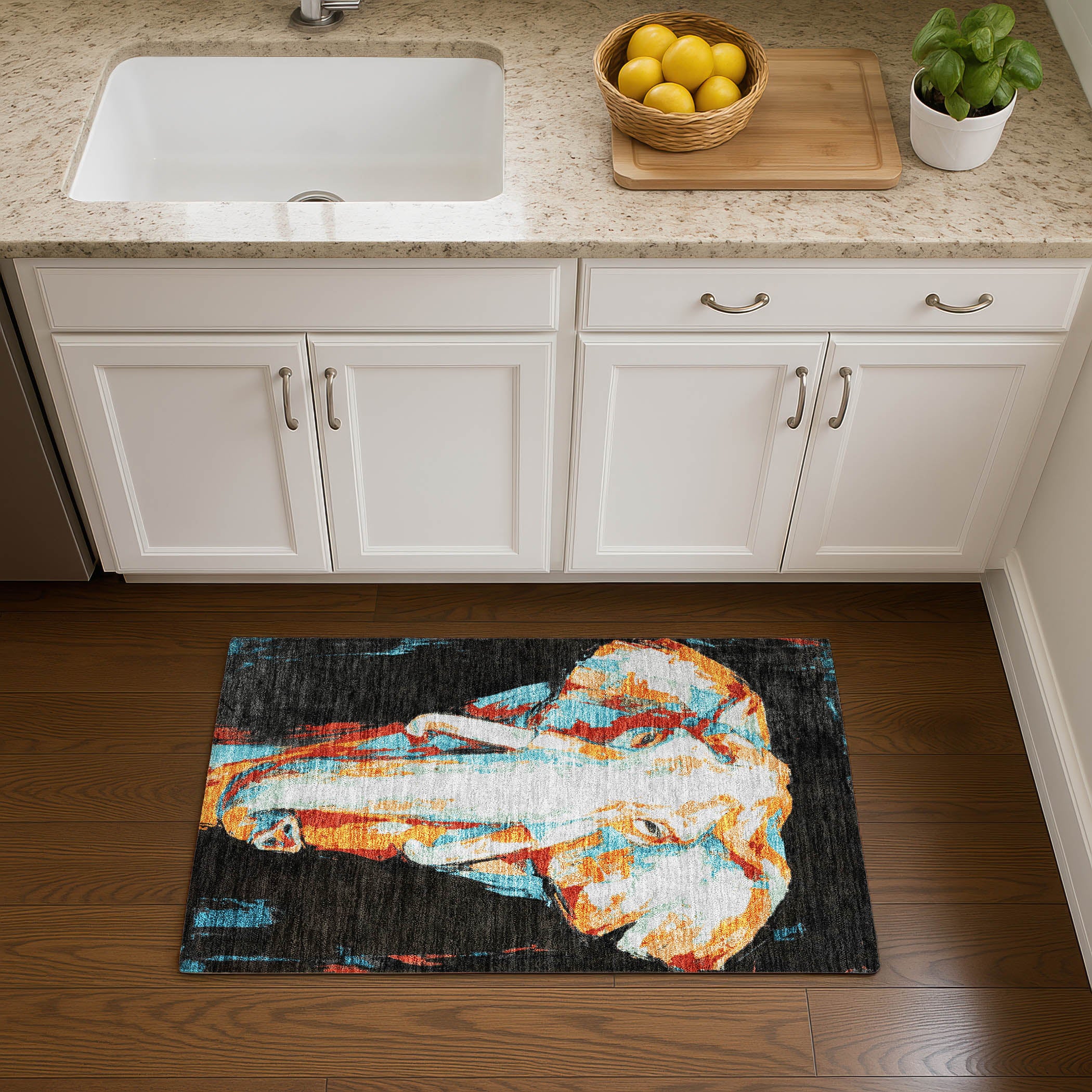 Queenstown Machine Washable Transitional Black Rug 1'8" x 2'6" #shape_Rectangle