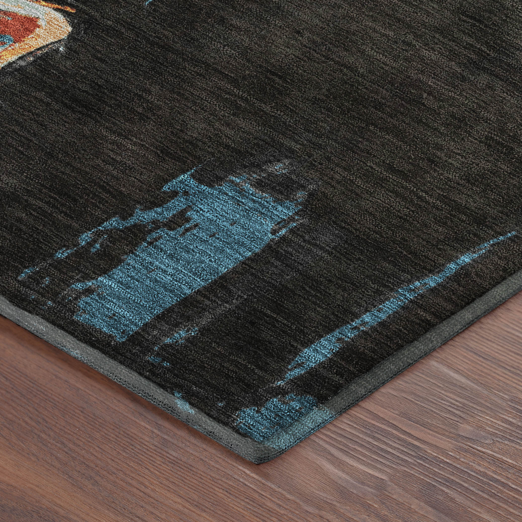 Queenstown Machine Washable Transitional Black Rug 1'8" x 2'6" #shape_Rectangle