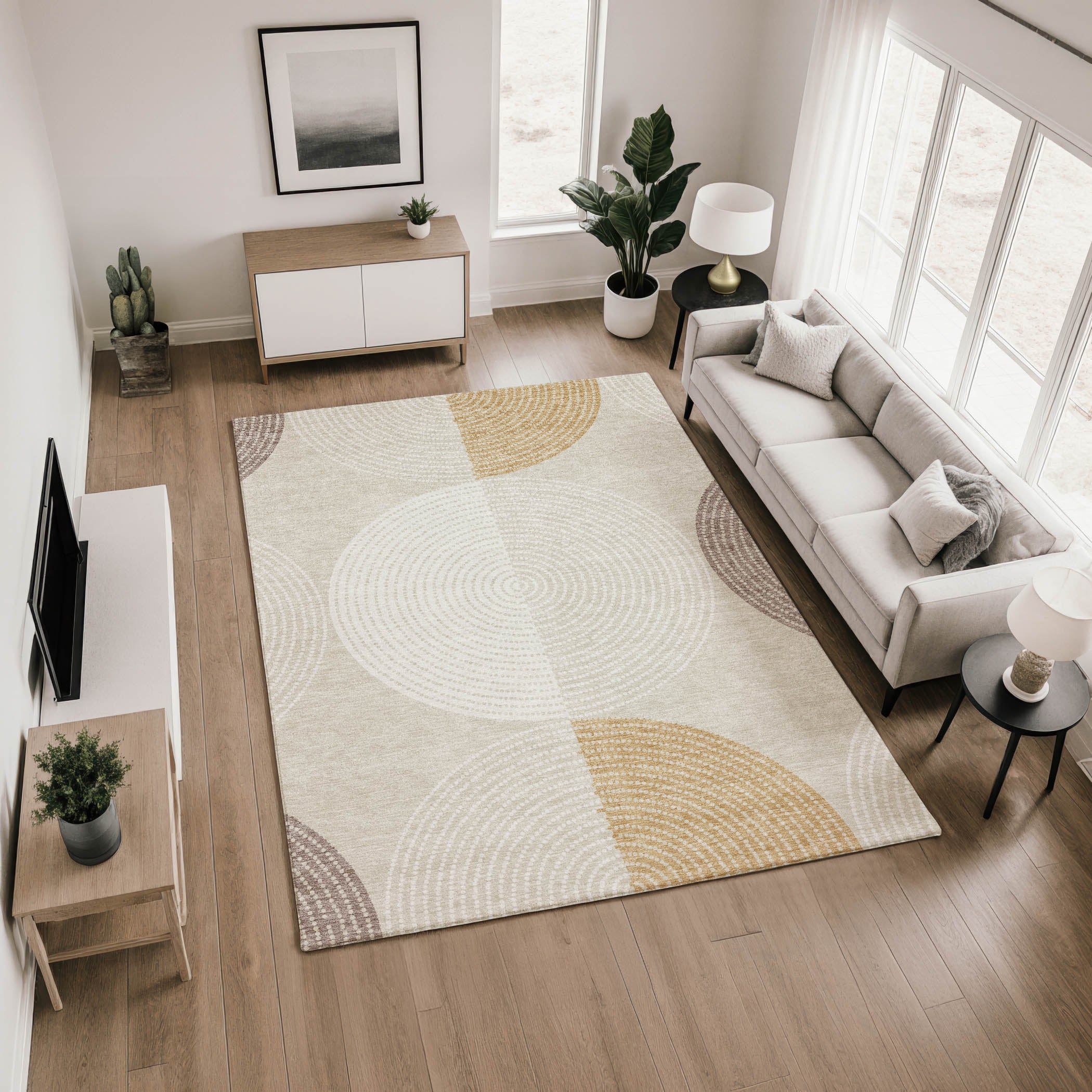 Valletta Machine Washable Transitional Beige Brown Rug 2'6" x 3'10" #shape_Rectangle